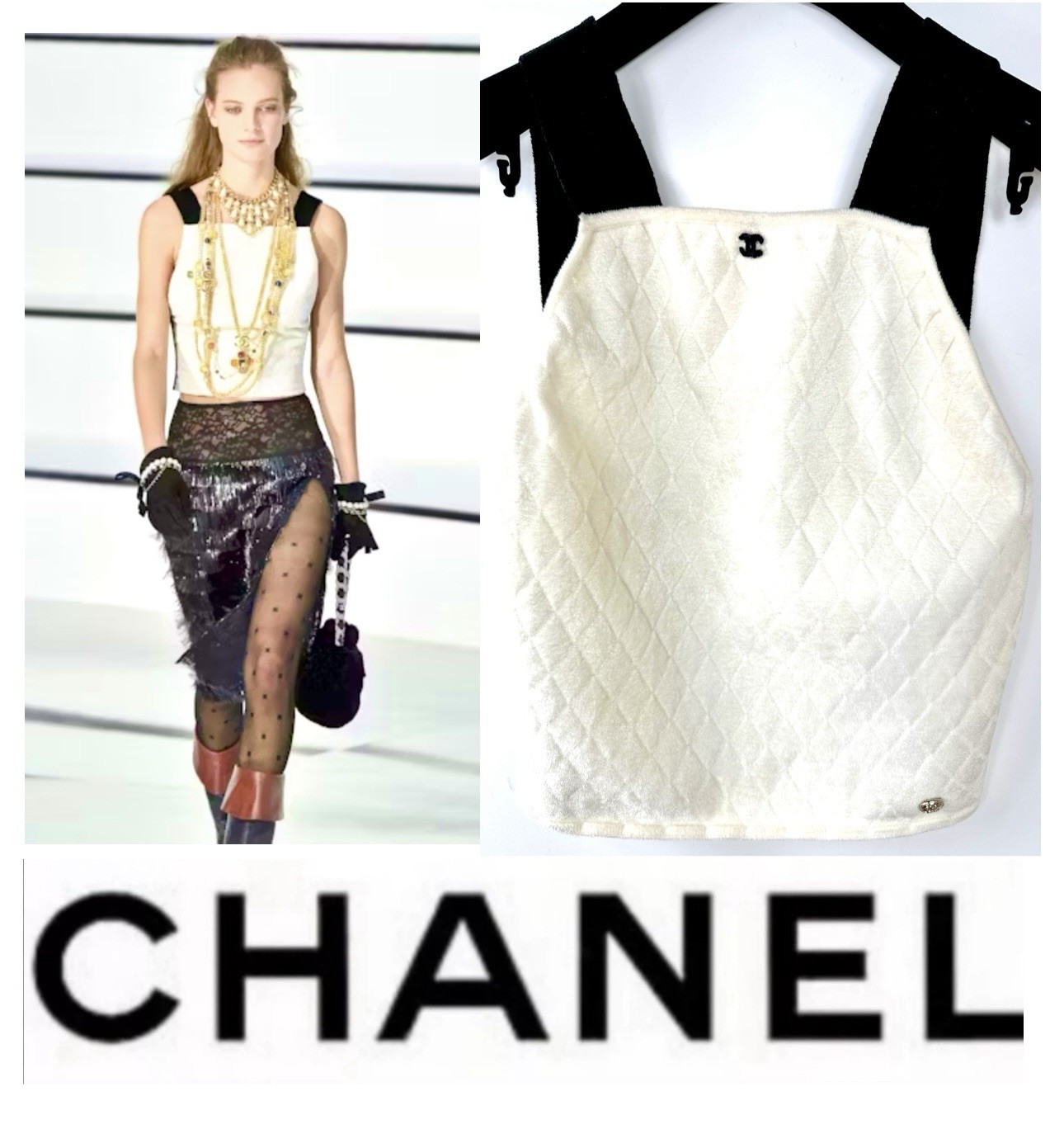 Chanel 2020 2021 White Black Top 34 36 38 2 4 6 Shirt Dress Jacket Logo XS S M L