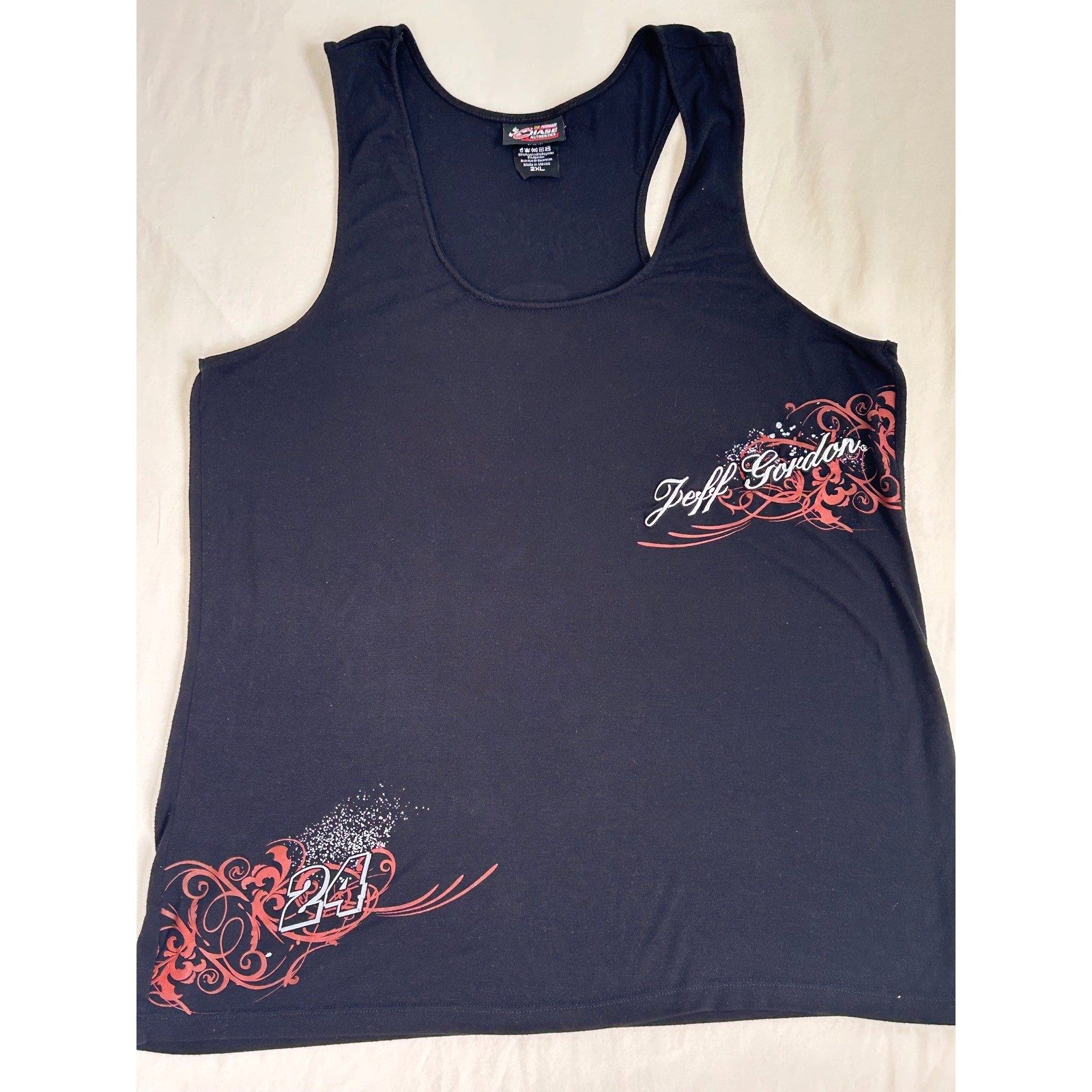 Chase Authentics NASCAR Jeff Gordon 24 Tank Top Black Red Racerback Womens 2XL