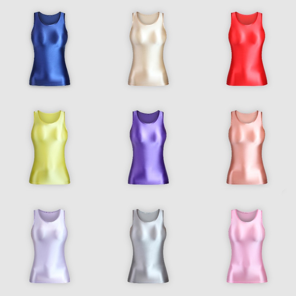 MJINM Women Oil Shiny Elastic Camisole Sleeveless Slim Fit Tank Top Casual Vest