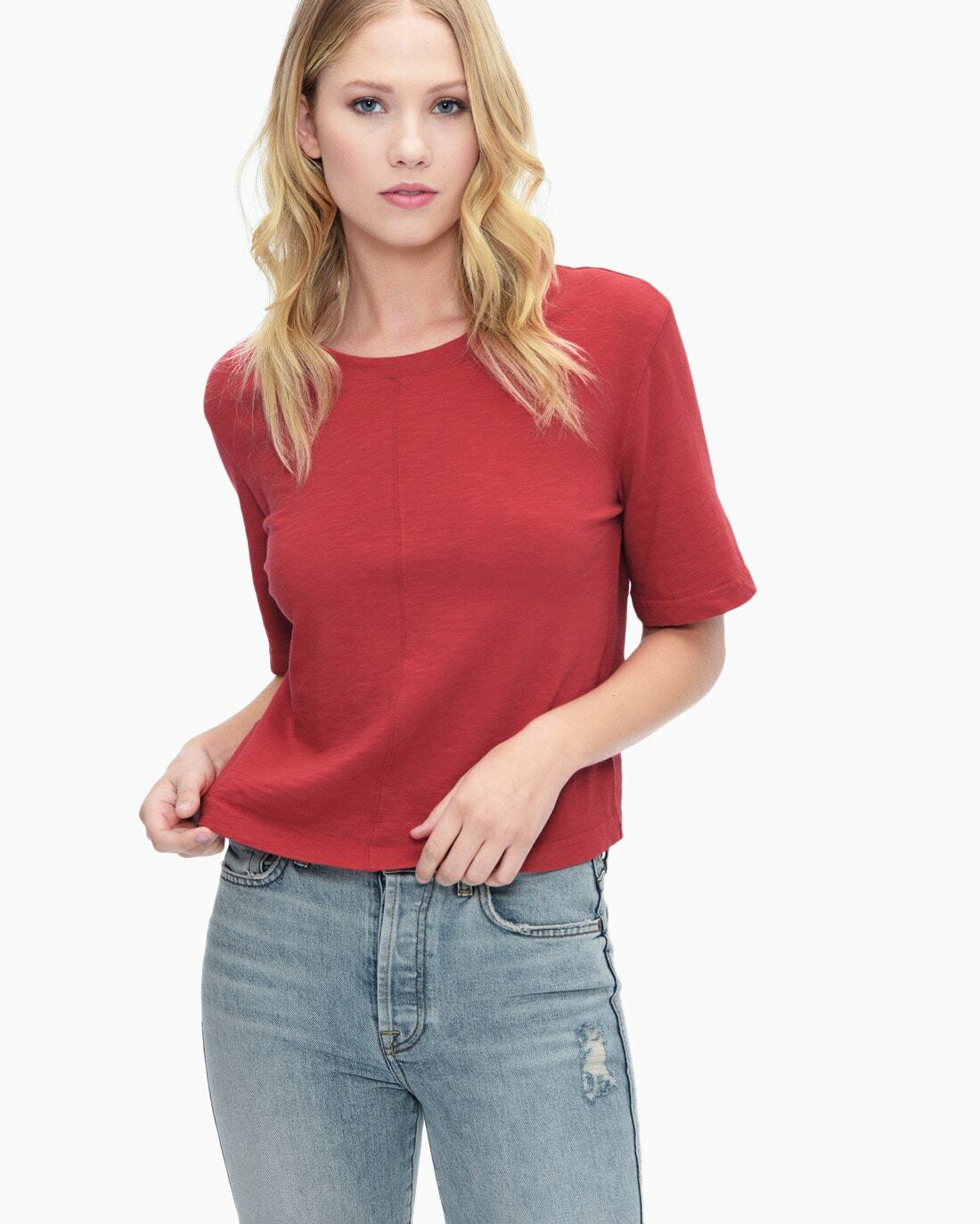 NWT Splendid Women’s Cotton Slub Elbow Sleeve Tee Red, White, and Blue $65