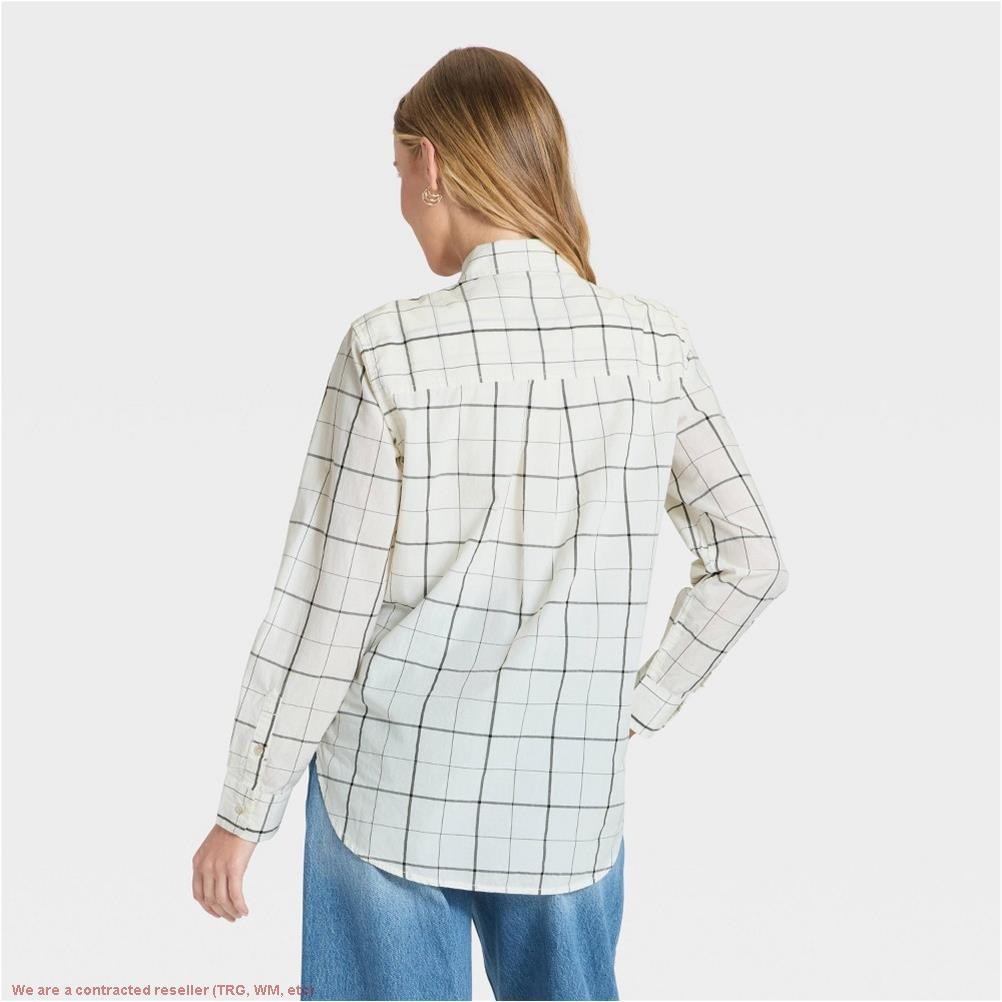 Women’s Long Sleeve Collared Neck Button-Down Shirt – Cream XL *SEE DEAL!!!*