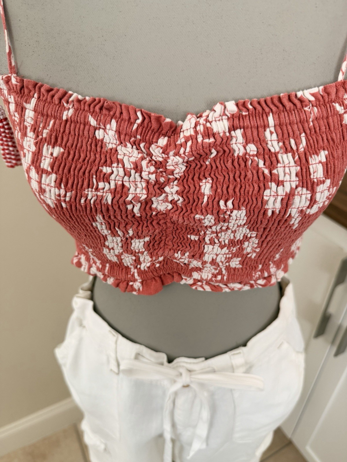 House of Harlow 1960 Boho-inspired Beaded Festival Sweetheart Crop Top – Size S