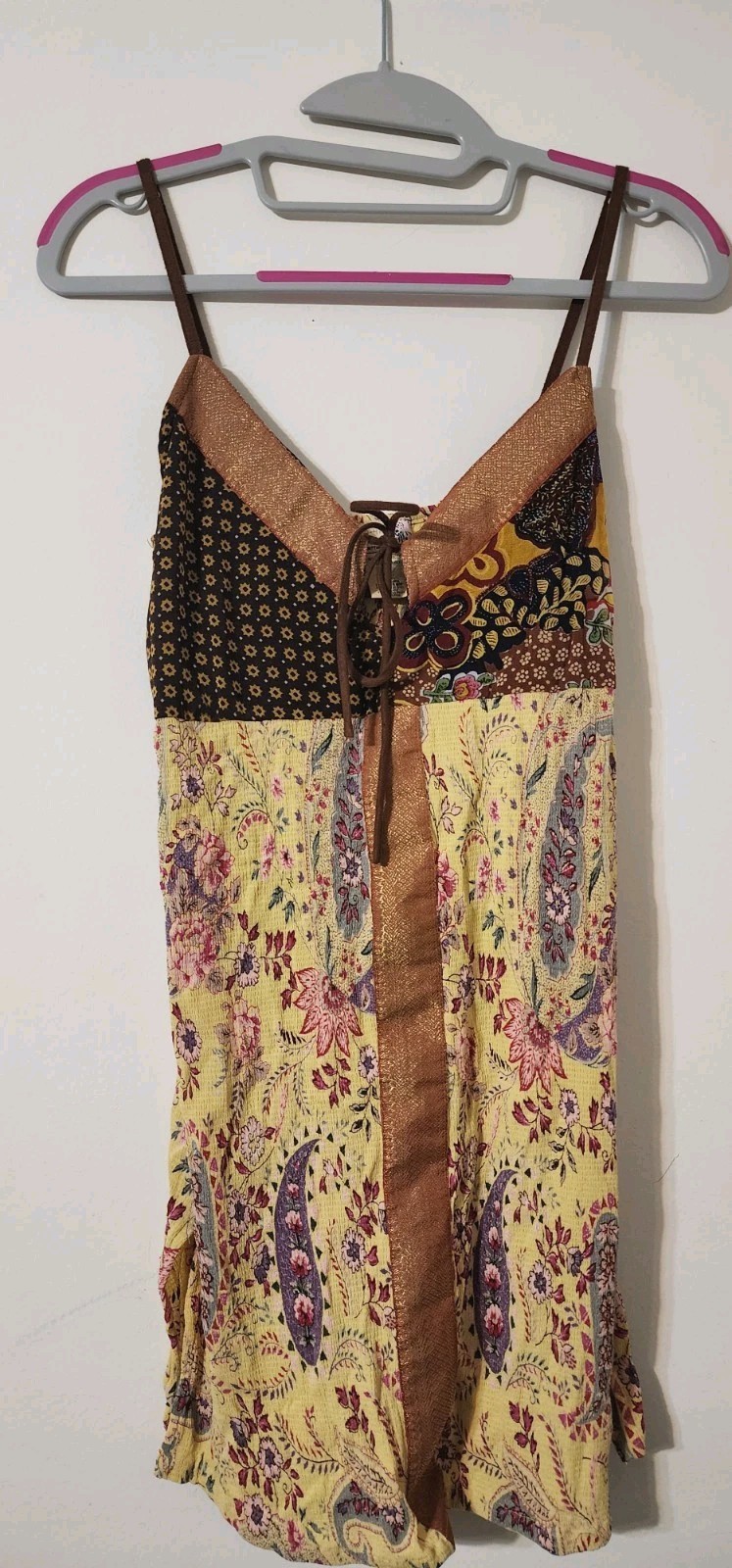 Vintage Y2K Boho Fairy Cottagecore mixed media Cami tank Top Tag L(S,M? See Meas