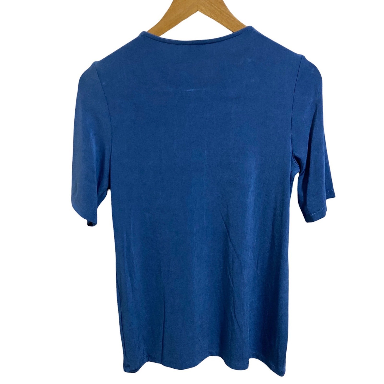 Chico’s Travelers Cobalt Blue Strappy Lattice Neck Slinky Top Career 0 US 4/6