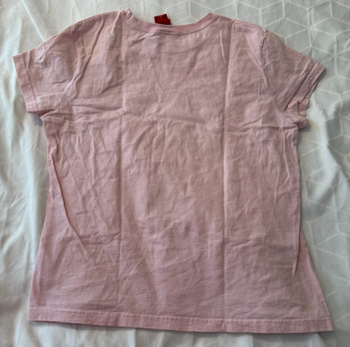 PINK SHIRT GIRLS SIZE L LARGE HEARTS AND SNOWFLAKES TOP