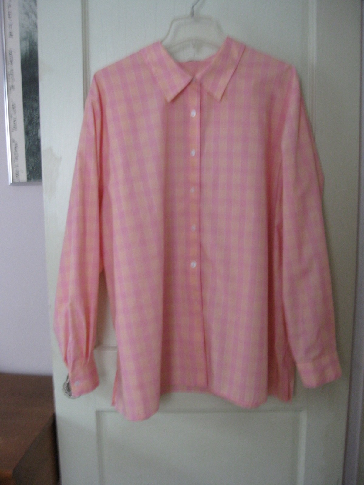 Women’s Foxcroft pink and beige plaid shirt size 22W