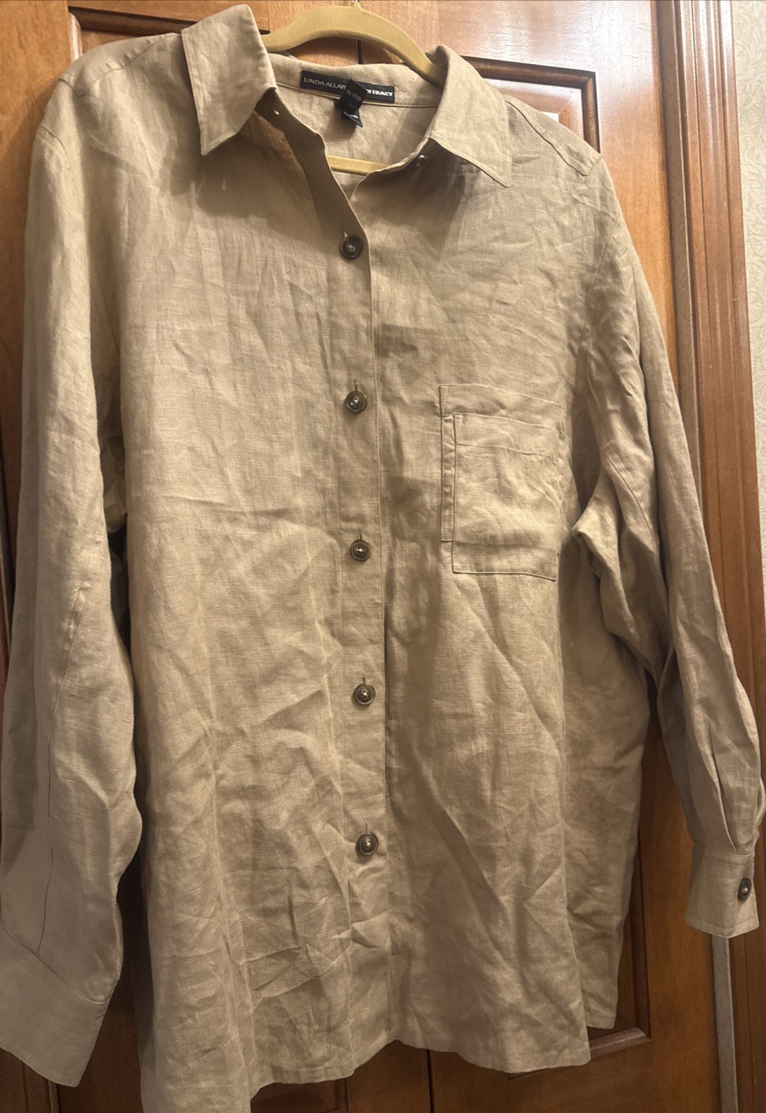 Ellen Tracy/Linda Allard Vintage 100% Linen Tan Tunic Size 20