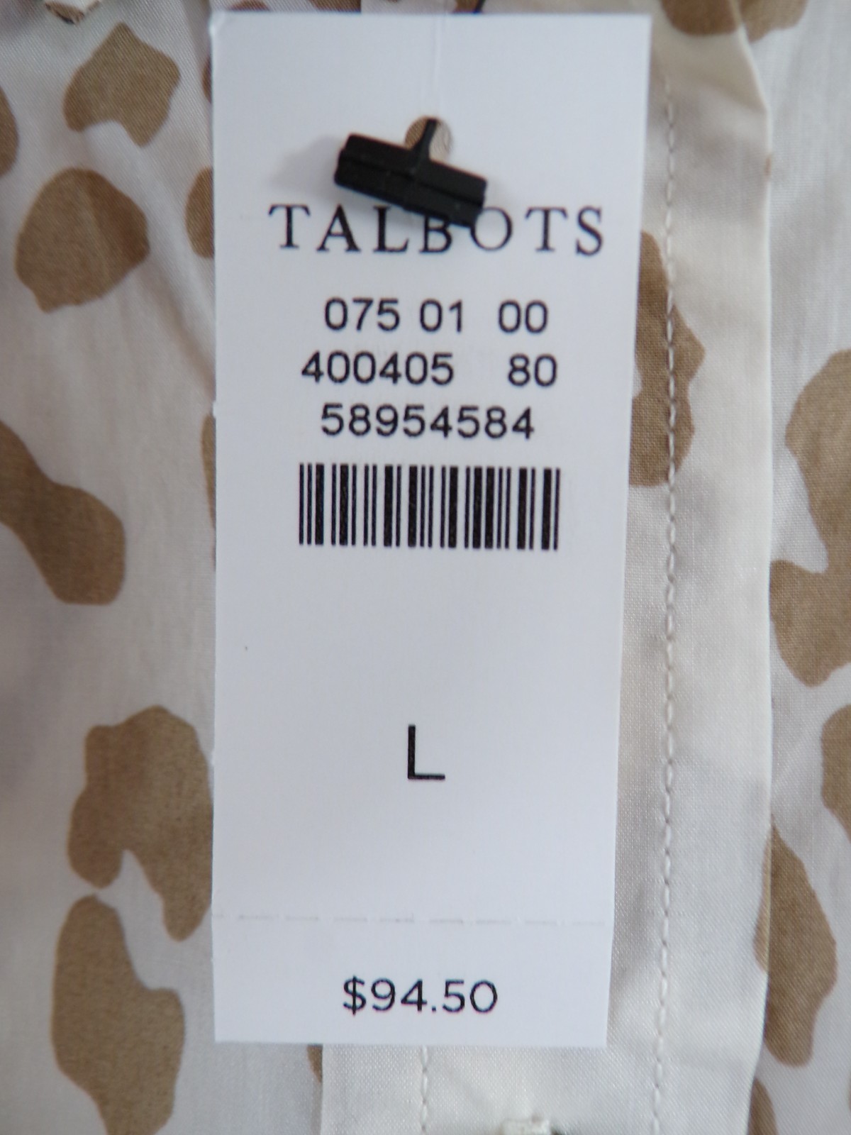 NWT NEW PRE FALL TALBOTS LARGE MODERN CLASSIC LEOPARD PRINT BUTTON SHIRT $94.50