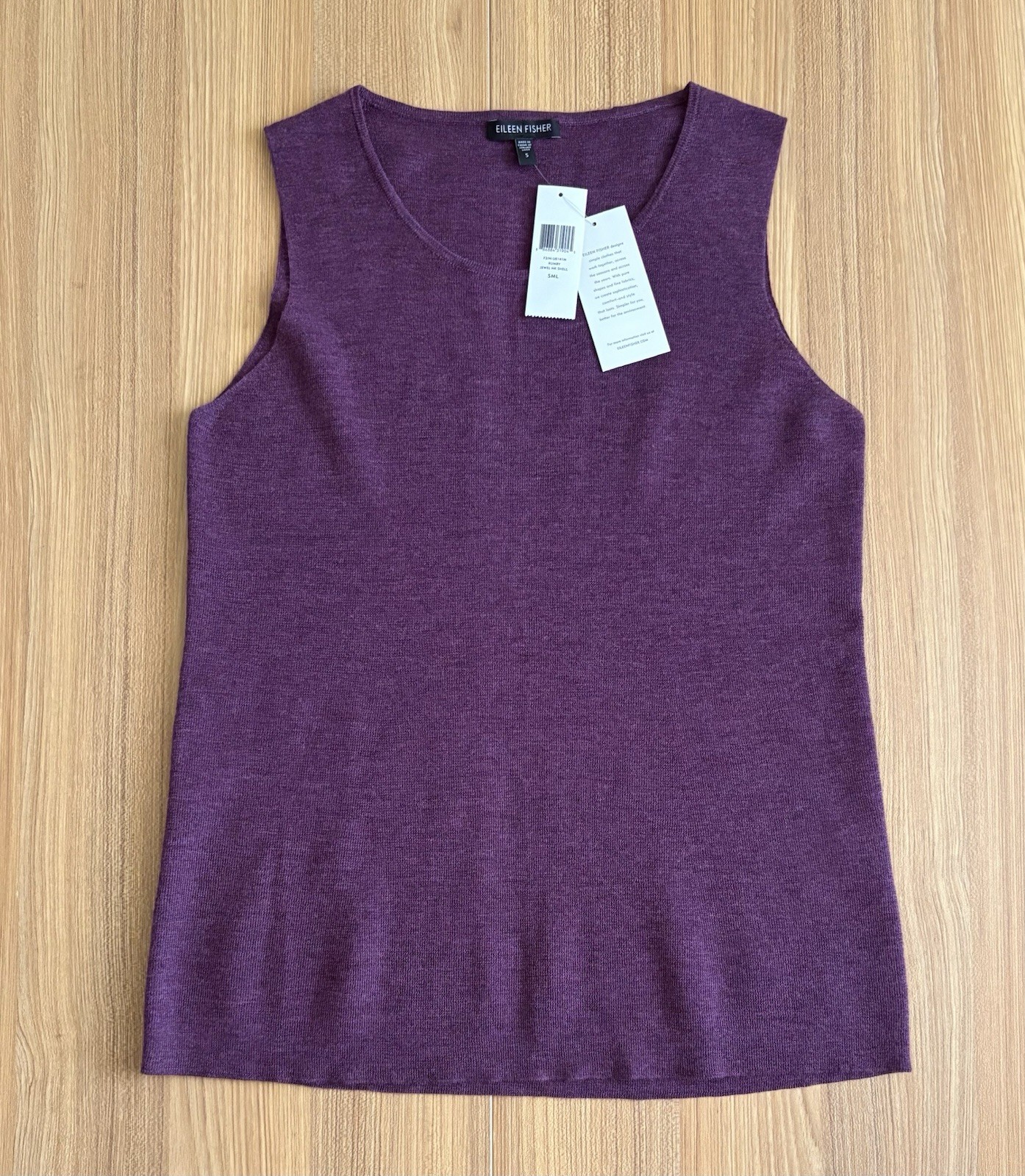 Eileen Fisher Ultrafine Merino Wool Rumby Sleeveless Shell Top S Purple Classic