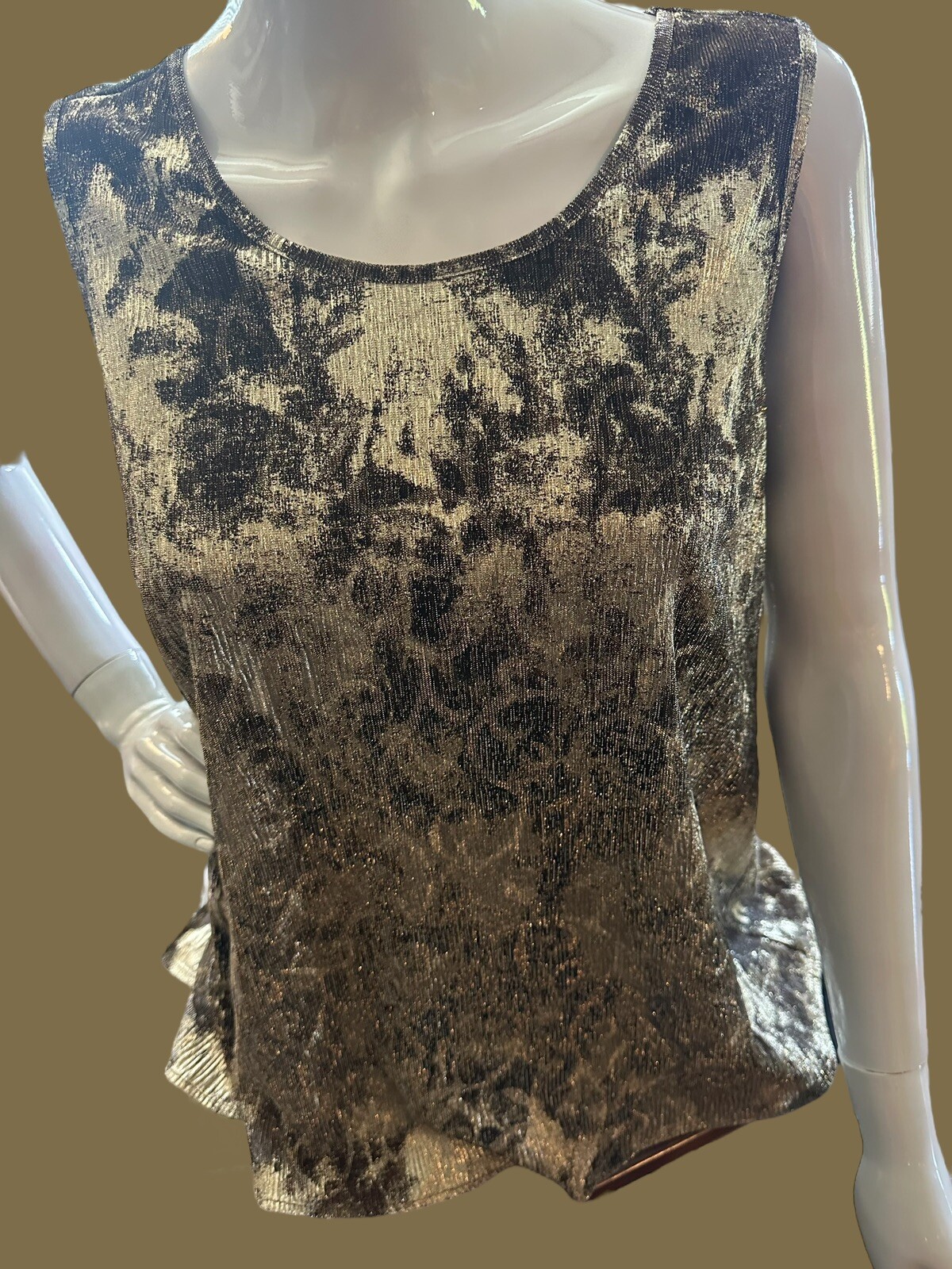 NWT EST. 1962 Size M Medium Sleeveless Top Metallic Gold Black Open Back, Lined
