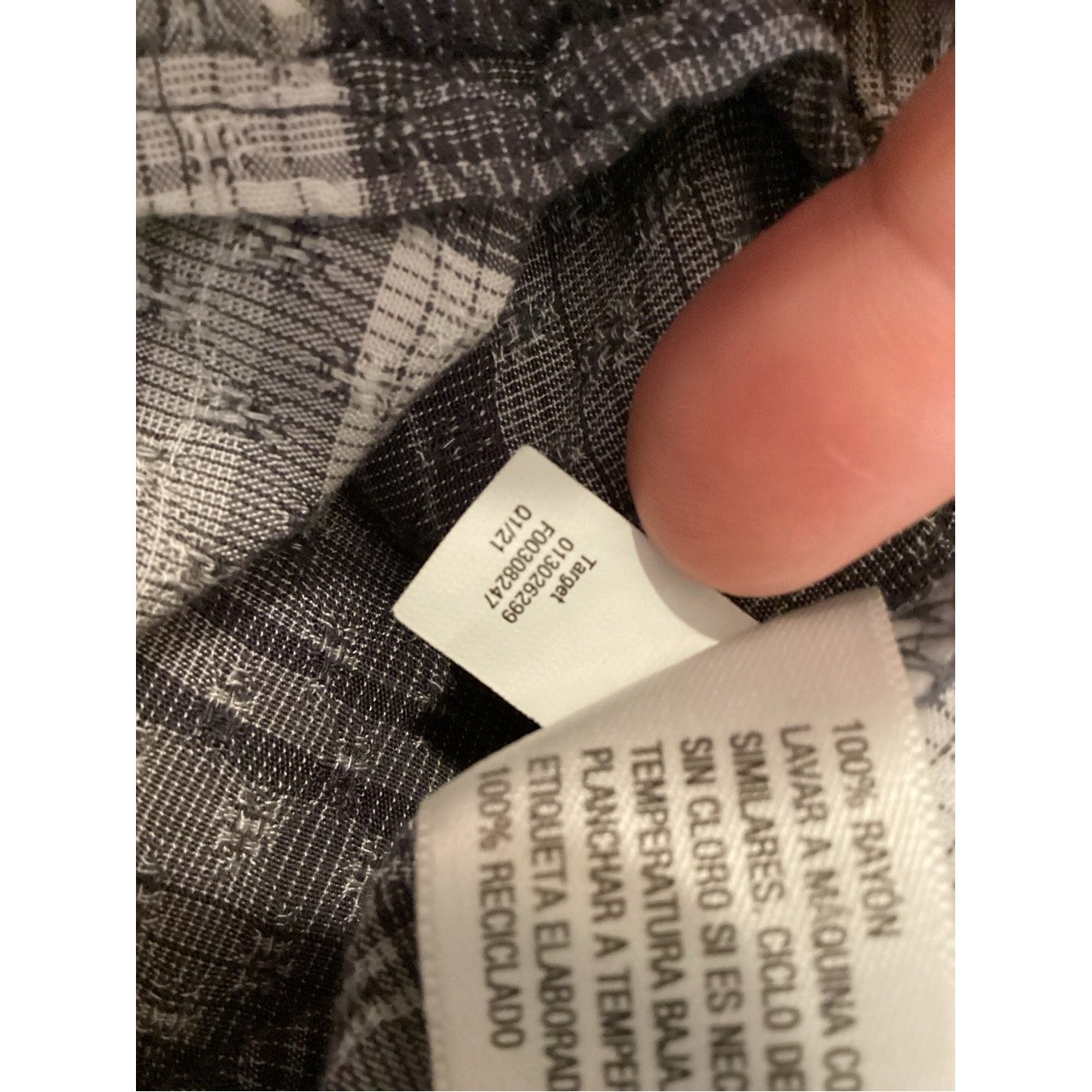 Universal Thread Gray Plaid Textured Button Front Blouse Puff Sleeve Top Medium