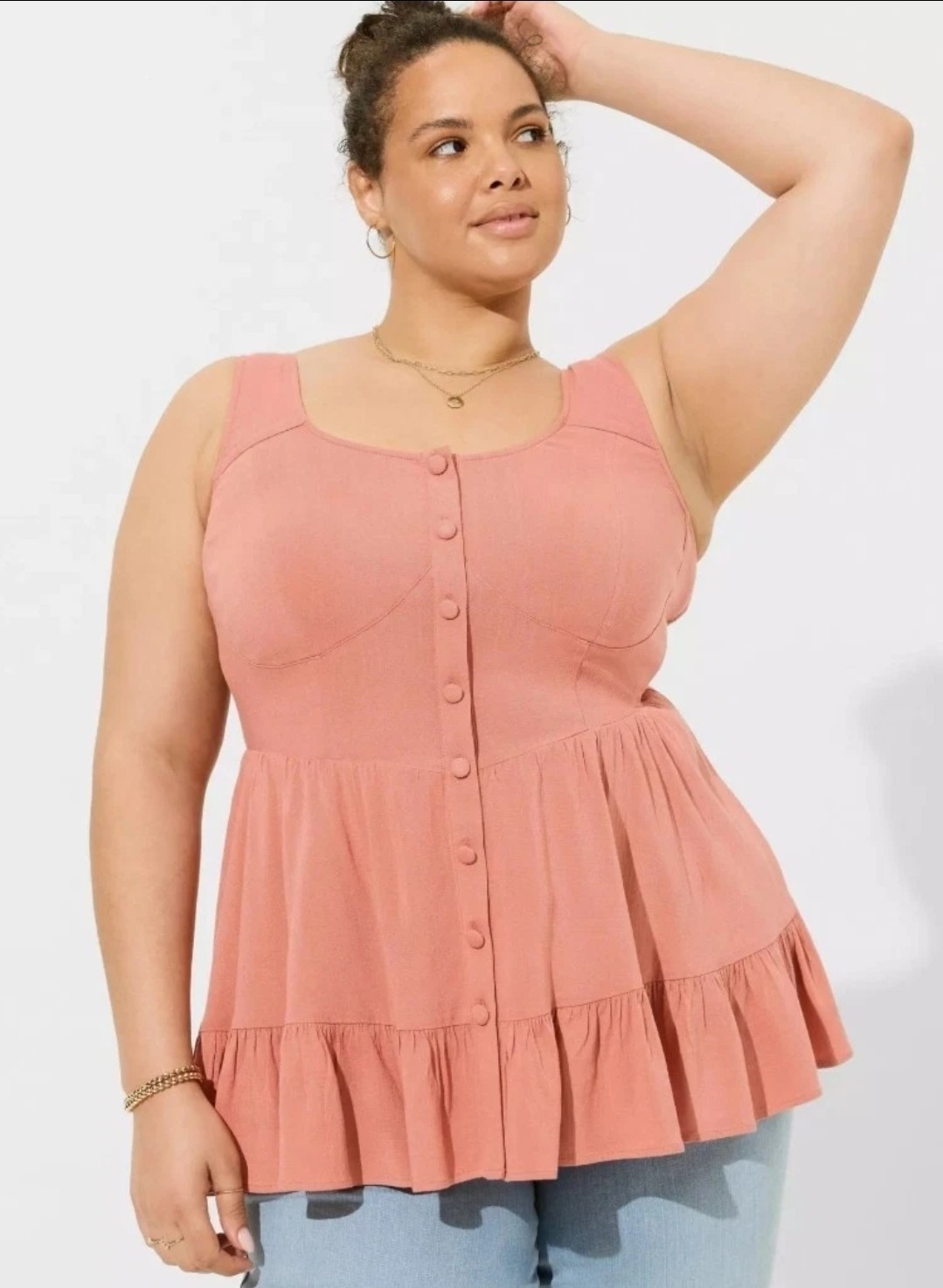 Torrid NWT 0X Fit Flare Rayon Corset Tank Desert Sand Sleeveless, Adjustable