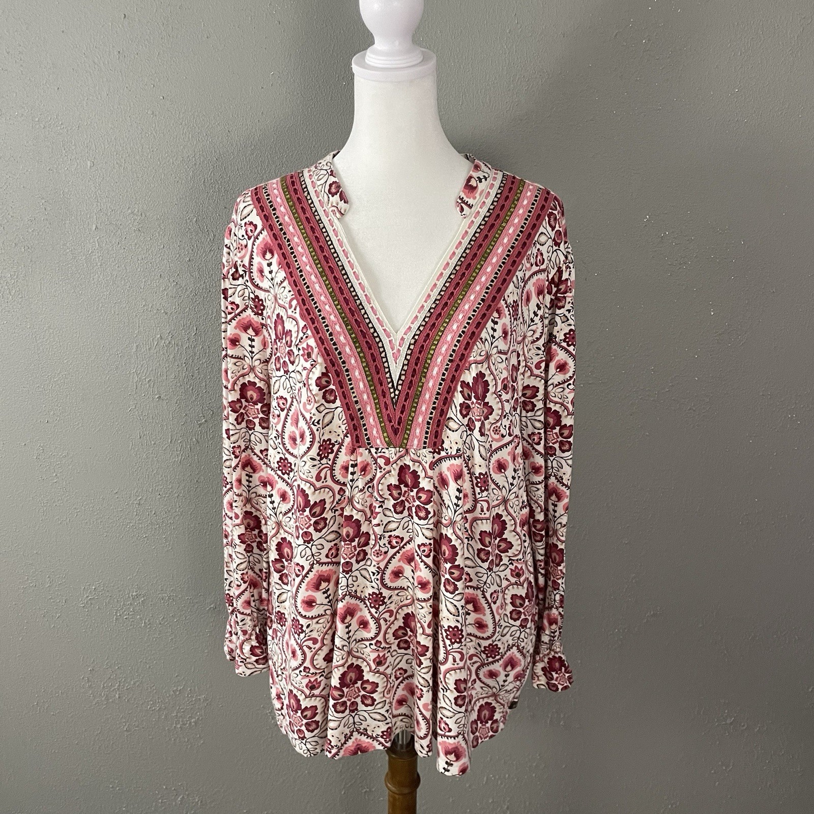 Matilda Jane Heart to Heart Floral Top Size L Womens Embroidered Floral Bohemian