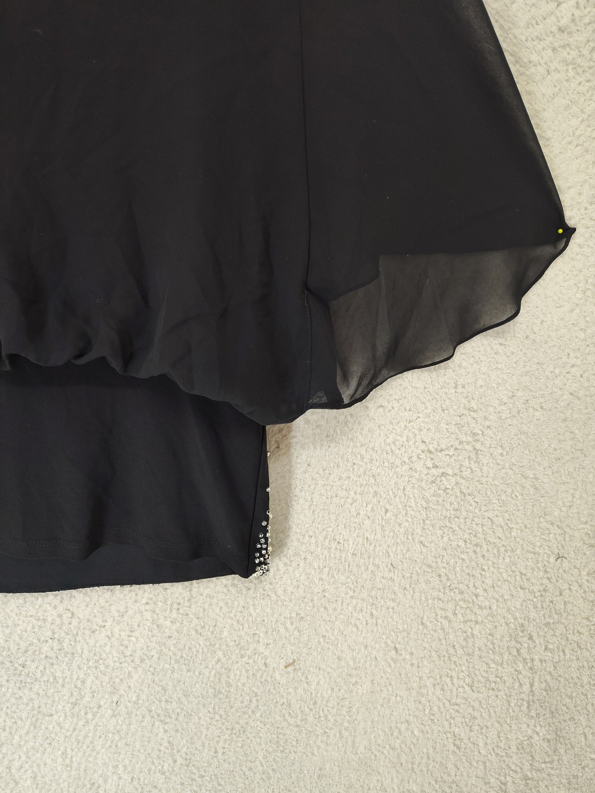 MSK Blouse Womens Medium Black Chiffon Cape Sleeve Embellished Party Top Elegant