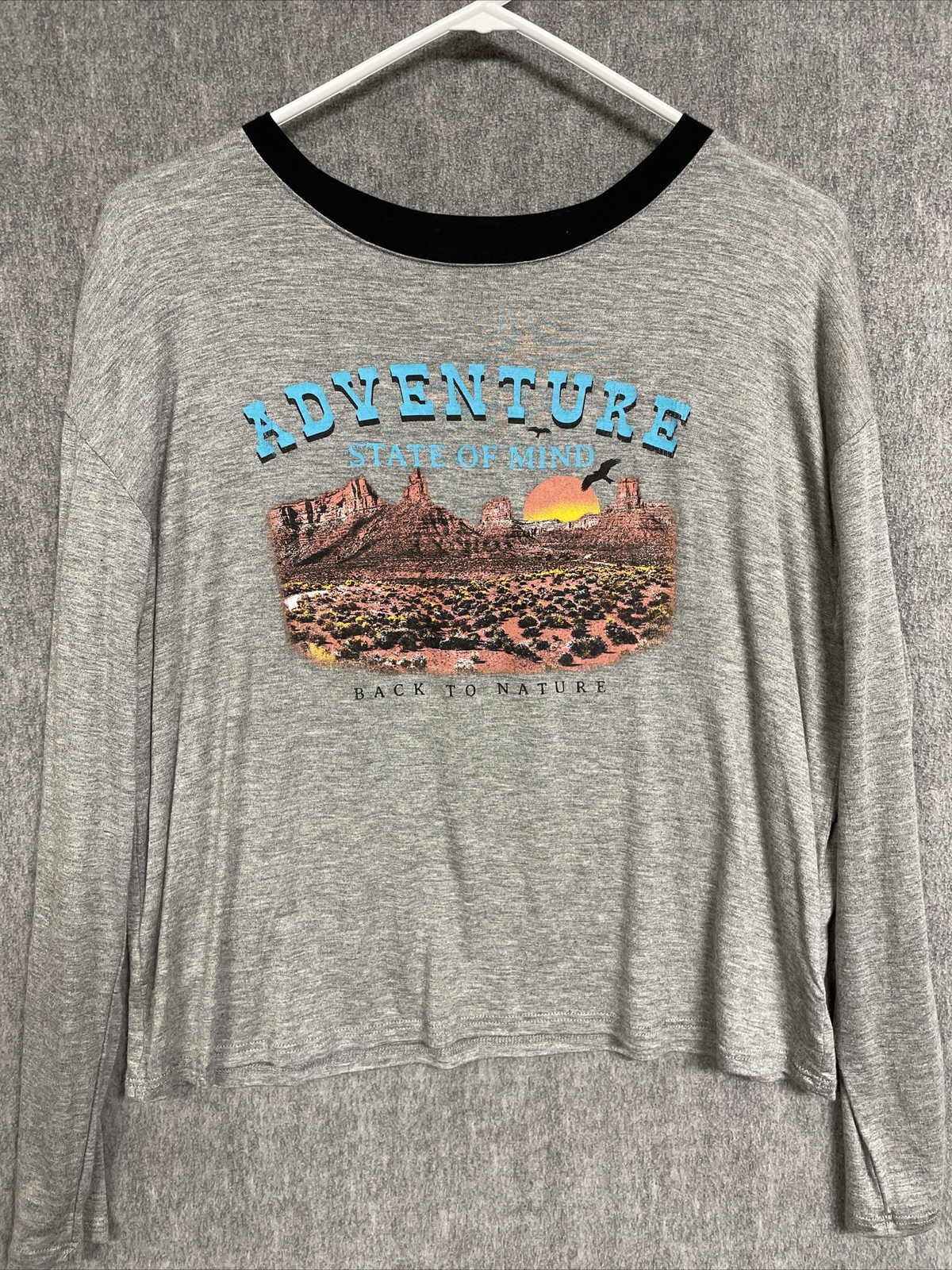 Nature Shirt Womens Medium Gray Top Desert Adventure Stretch Sunset