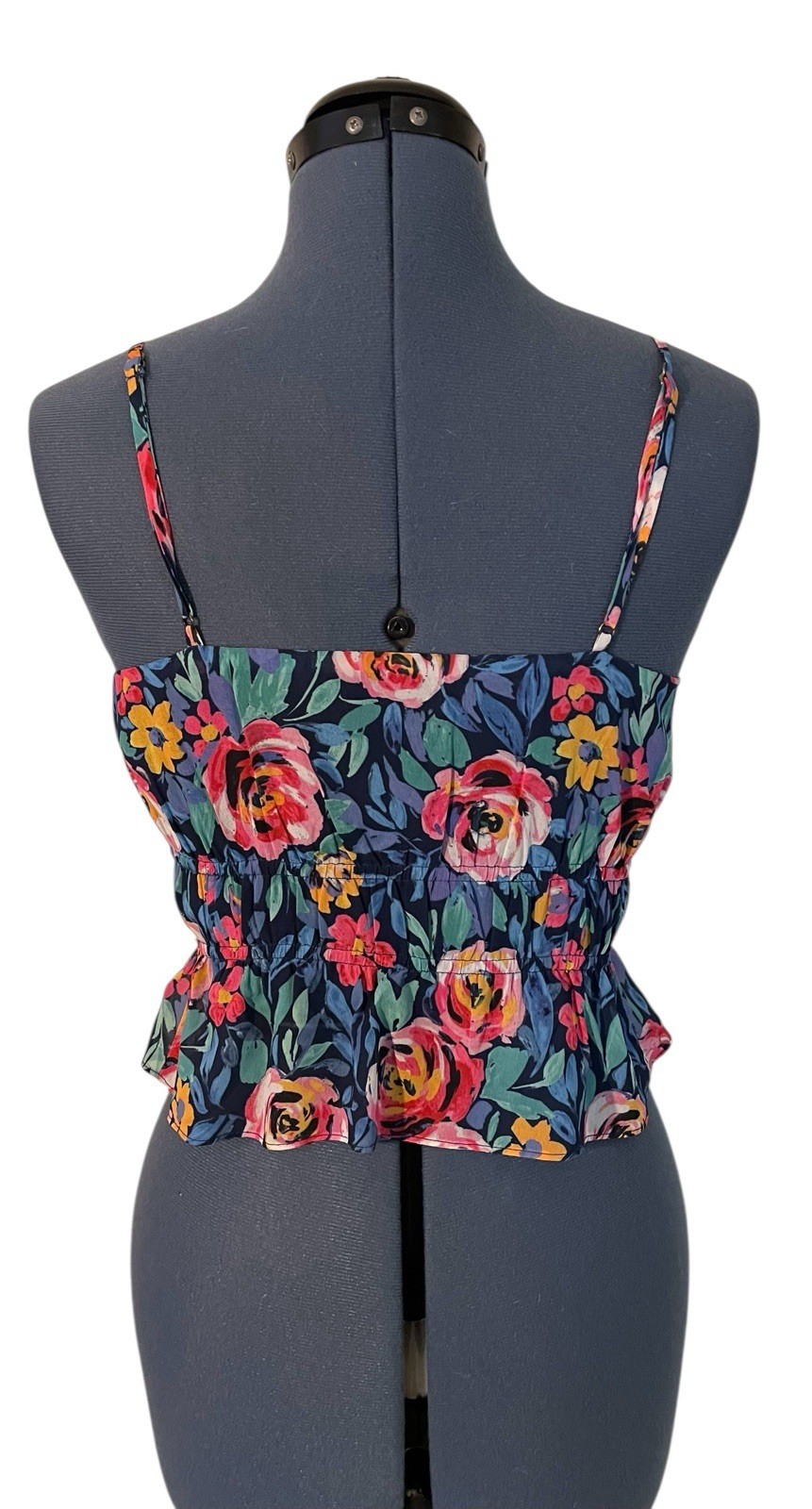 Lovers + Friends Floral Ruched Mesh Bustier Bralette Smocked Crop Top Y2K Sexy S