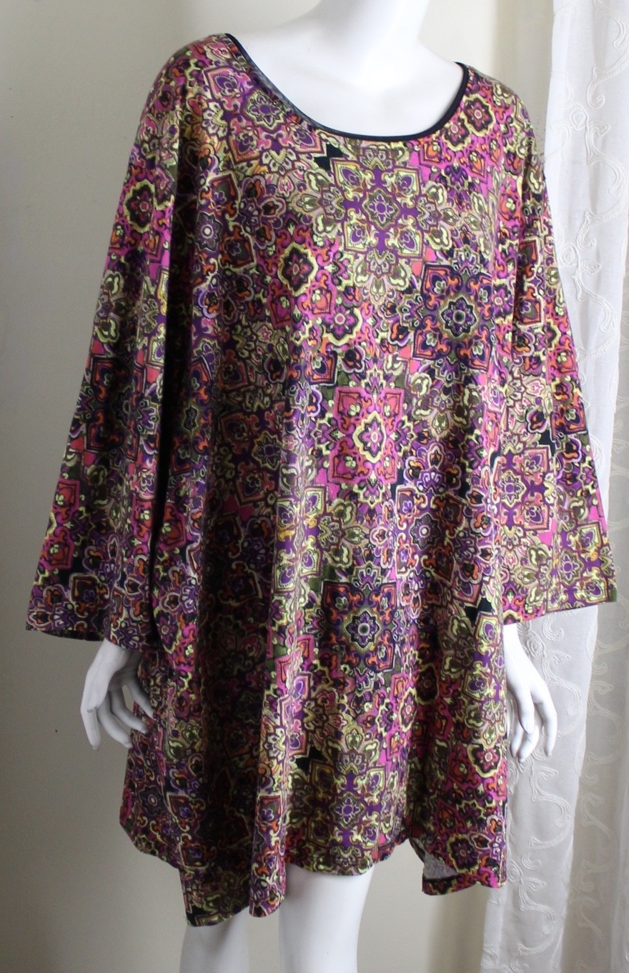 DAZZLING New Catherine’s Sz 5X Ethnic Persian Trellis Purple Cotton Tunic Shirt