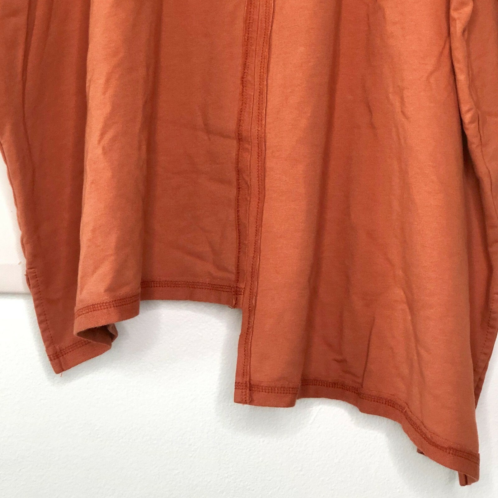 INAE Collection Top Small Tunic Oversized Lagenlook Orange Asymmetrical Hem NWT