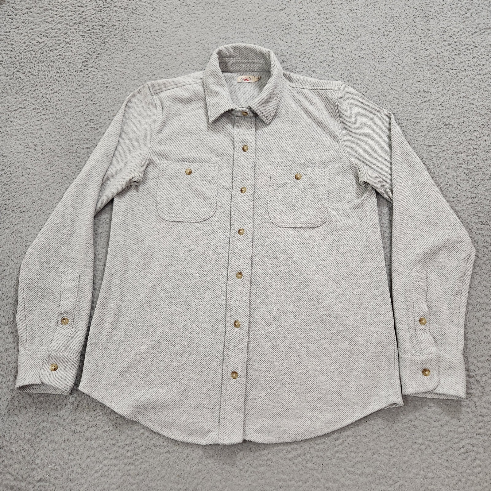 Faherty Legend Sweater Shirt Womens Small Gray Double Knit Button Up Pocket Read
