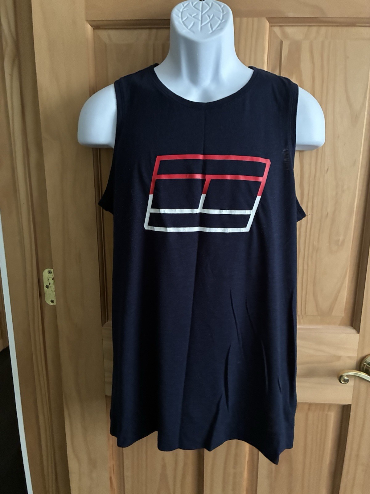 Tommy Hilfiger Women’s L Tri Color Logo Split Side Sleeveless Tank Top