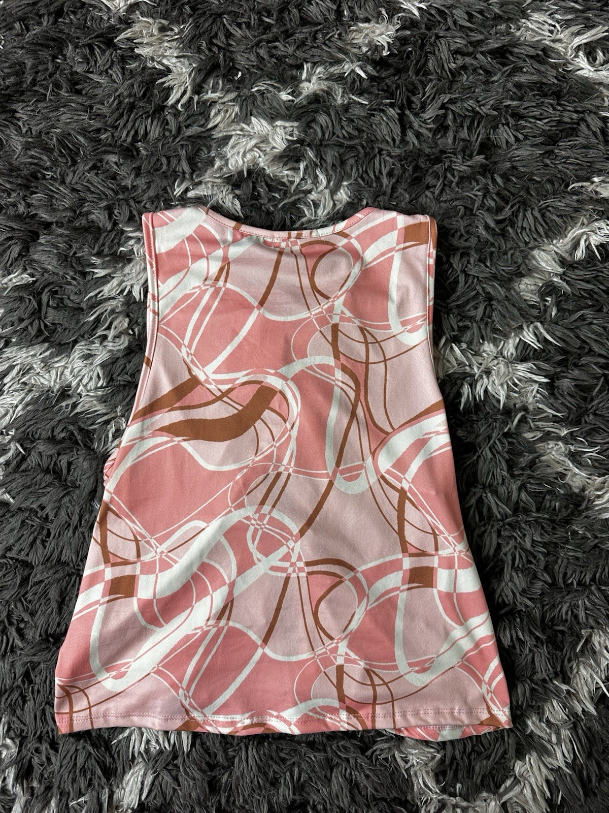 Heart & Hips Ruched Keyhole Tank Top Womens Large L Pink Abstract Swirl NWT