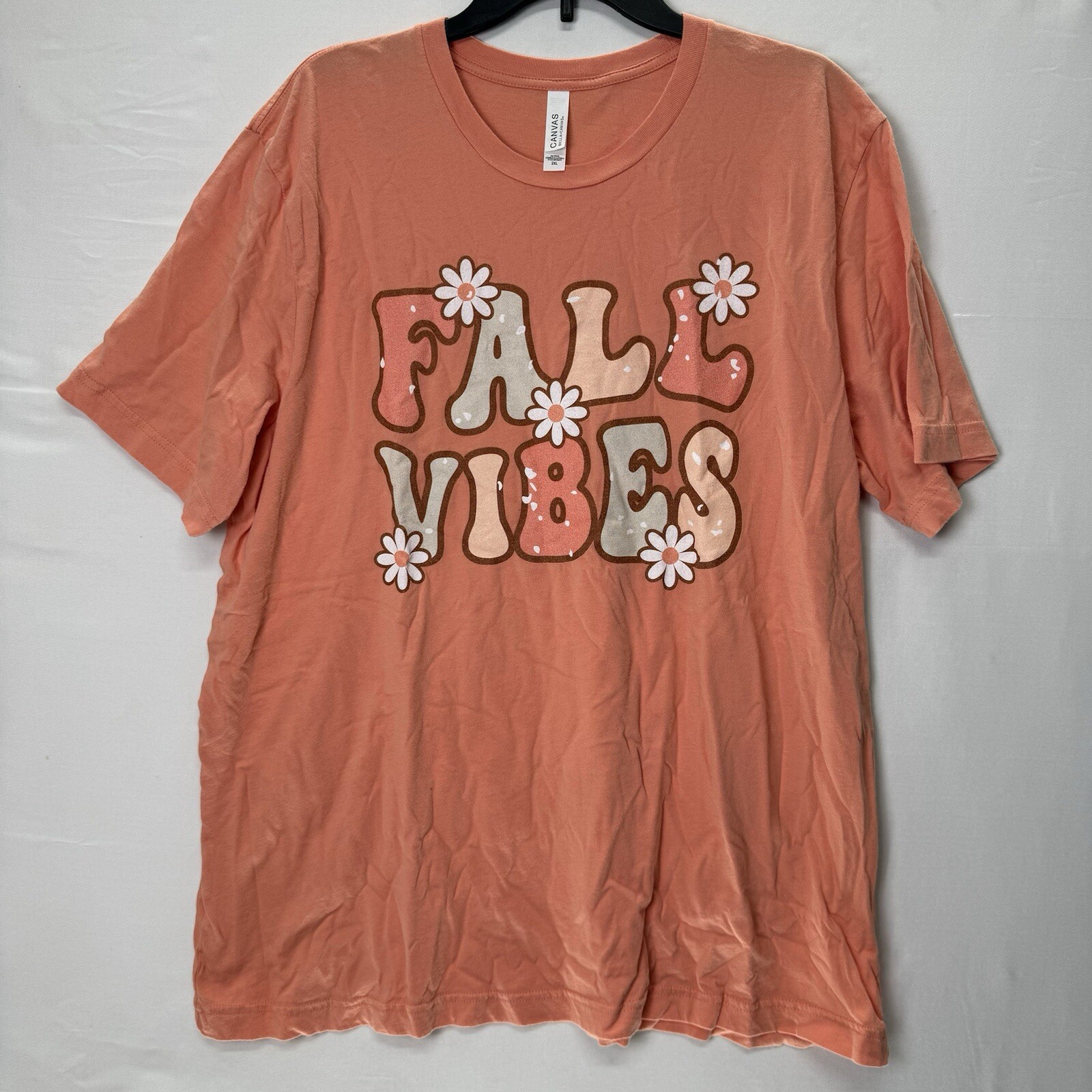Fall Vibes T-Shirt 2XL Womens Tee Heather Orange Canvas Bella + Canvas 70s