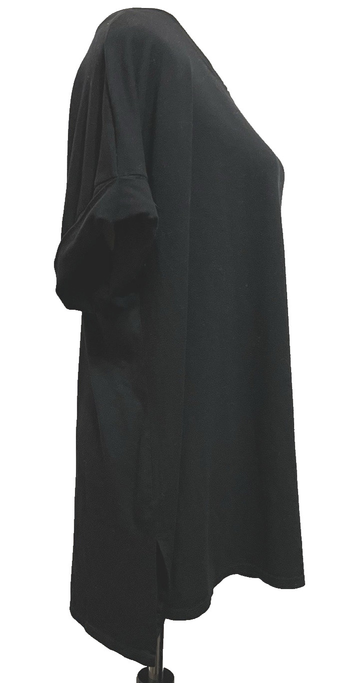 Loose Fit Versatile Comfortable Scoop Pullover Sz 1X Black Cuffed Zenana