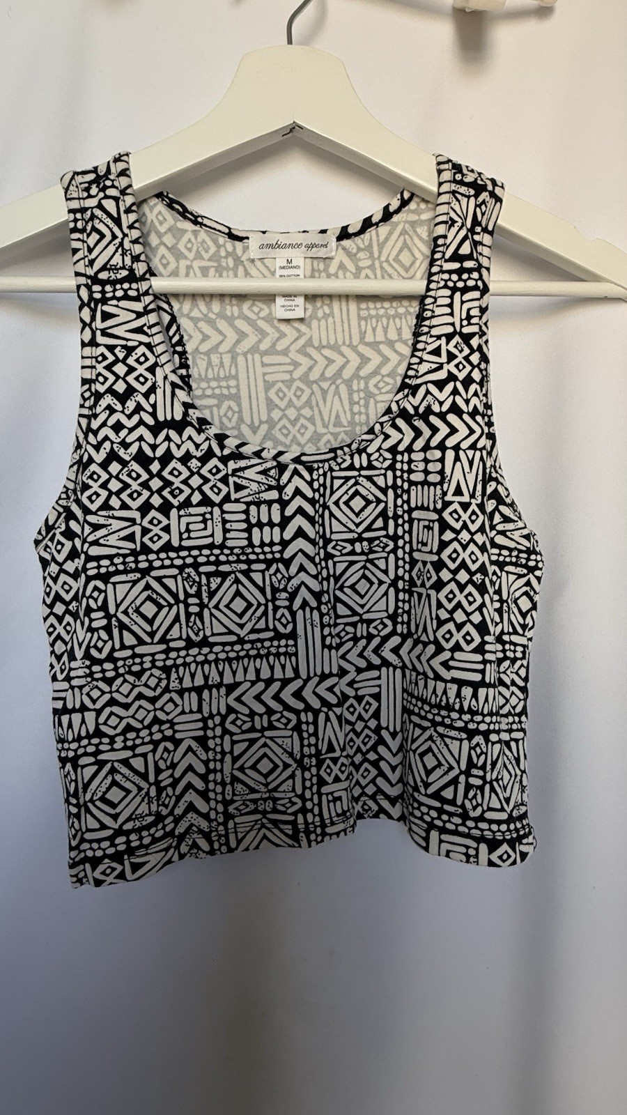 Ambiance Apparel Black & White Tribal Print Tank Top