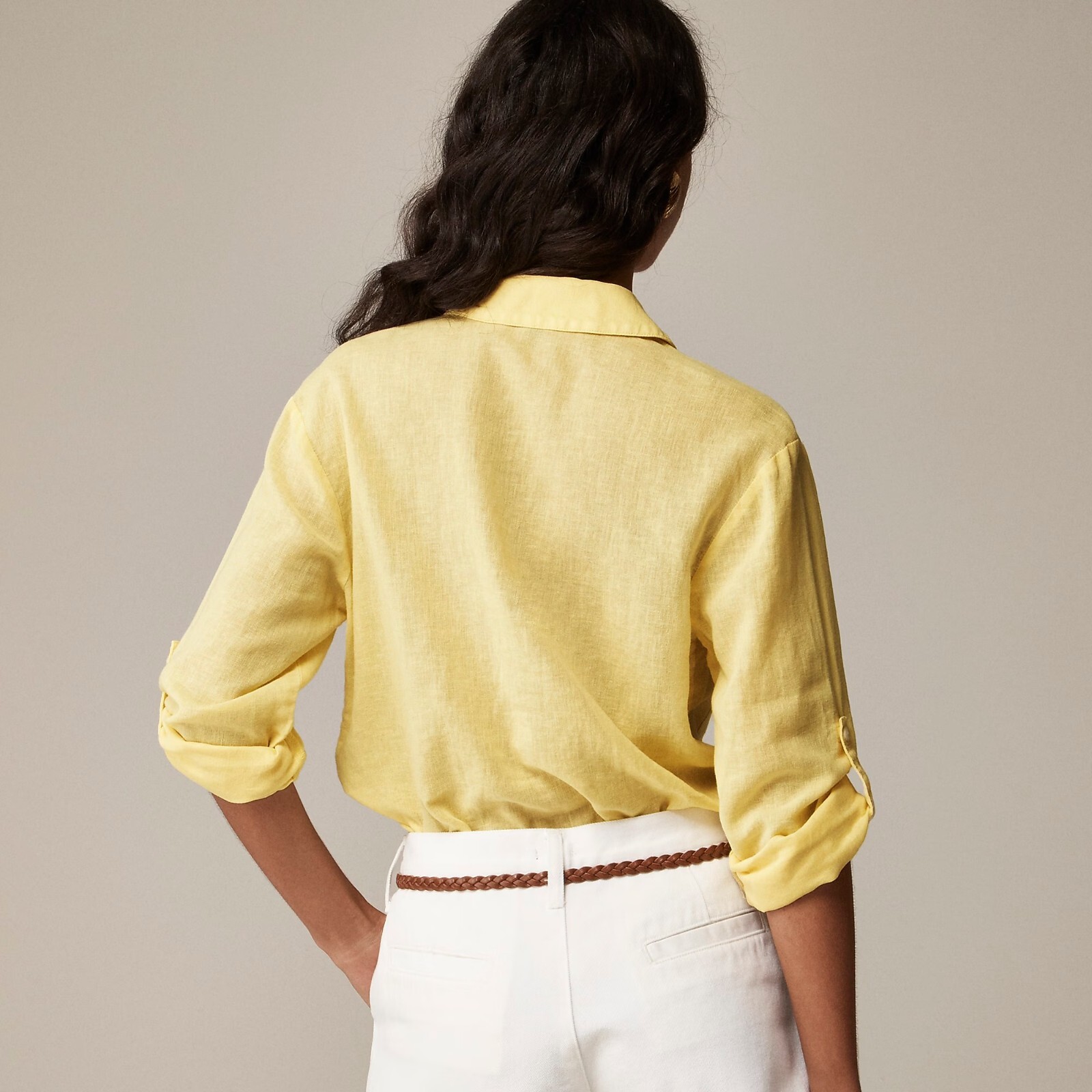 NEW J Crew Baird Irish Linen Camp Blouse Shirt Women Blue White Yellow 10 12 NWT