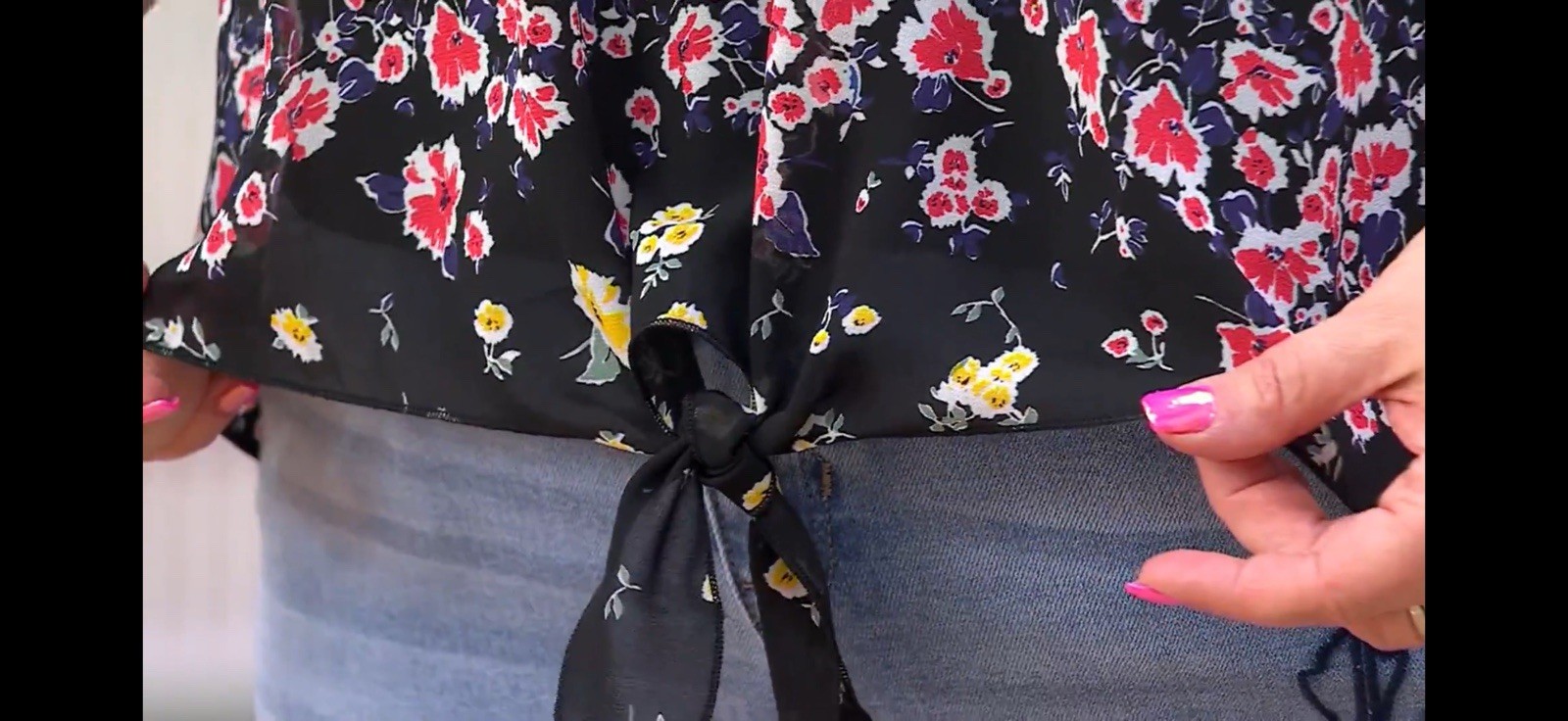 nicole by Nicole Miller Luxe Chiffon Tie Front Blouse Size XL Floral A689903