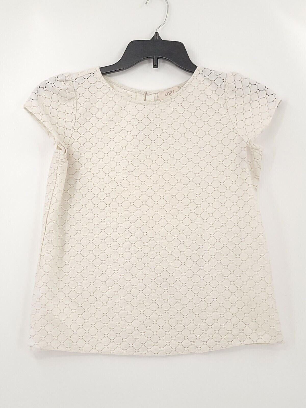 Loft Shirt Womens Adult Small Color Ivory Short Sleeves Keyhole On Back Casual