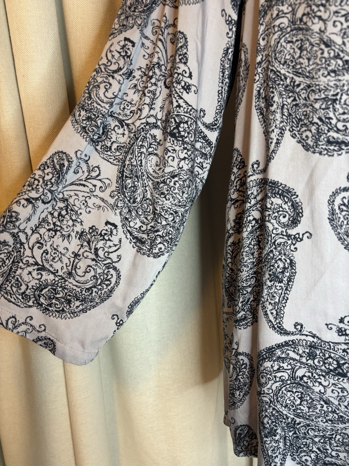 Pure Jill Blue Paisley V Neck Tunic, Long Sleeves Slit Sides Stretch Viscose NWT