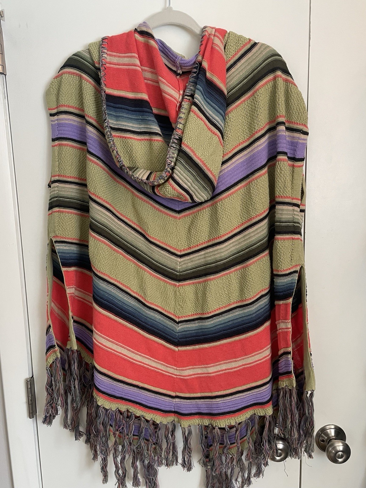 Women’s Green Anthropologie Moth “Calexico” Fringe Poncho Cardigan Size XS/S NWT