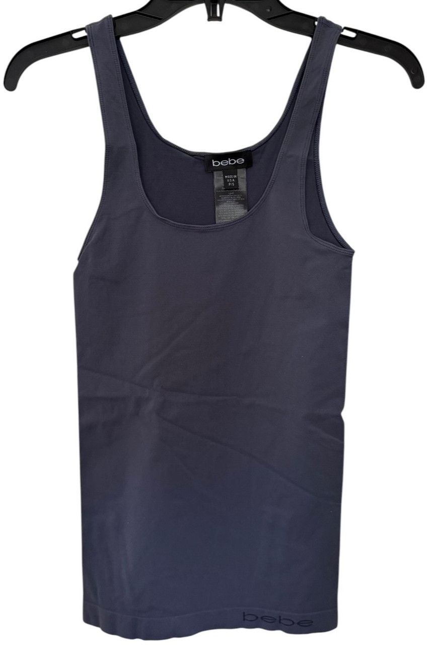 RARE Vtg Bebe Sport Tank Top Slate Blue P/S Seamless Logo Made in USA NWOT
