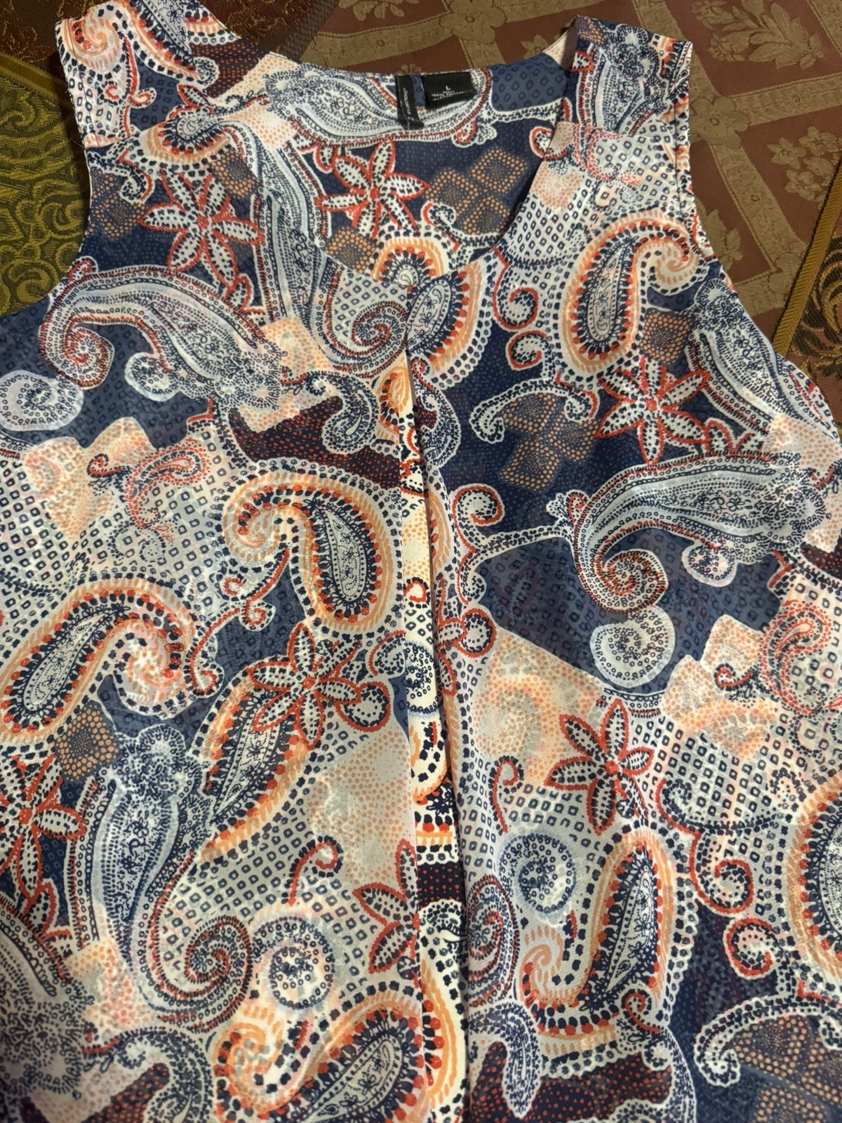 New Directions Blouse Woman’s Bandana Canyon Sleeveless Paisley Layered Large