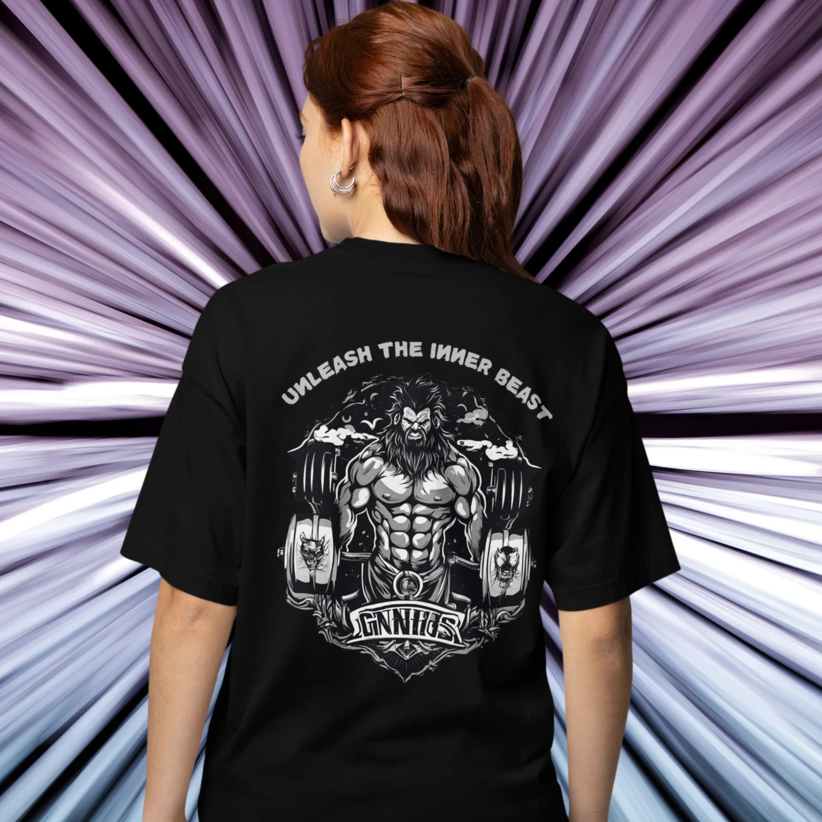 Strong Women Gym Back Print Oversized Round Neck T-Shirt | Fitness Training