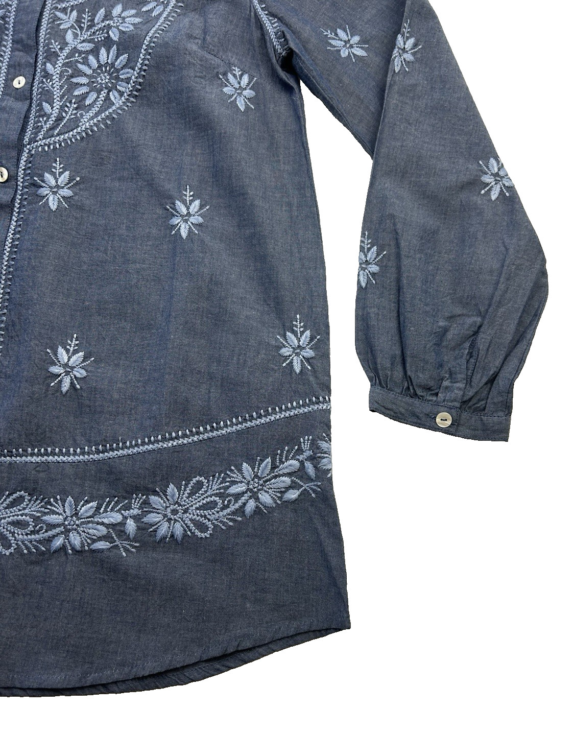 Soft Surronding Embroidey Blue Tunic Boho Coastal Grandma Fairycore size S