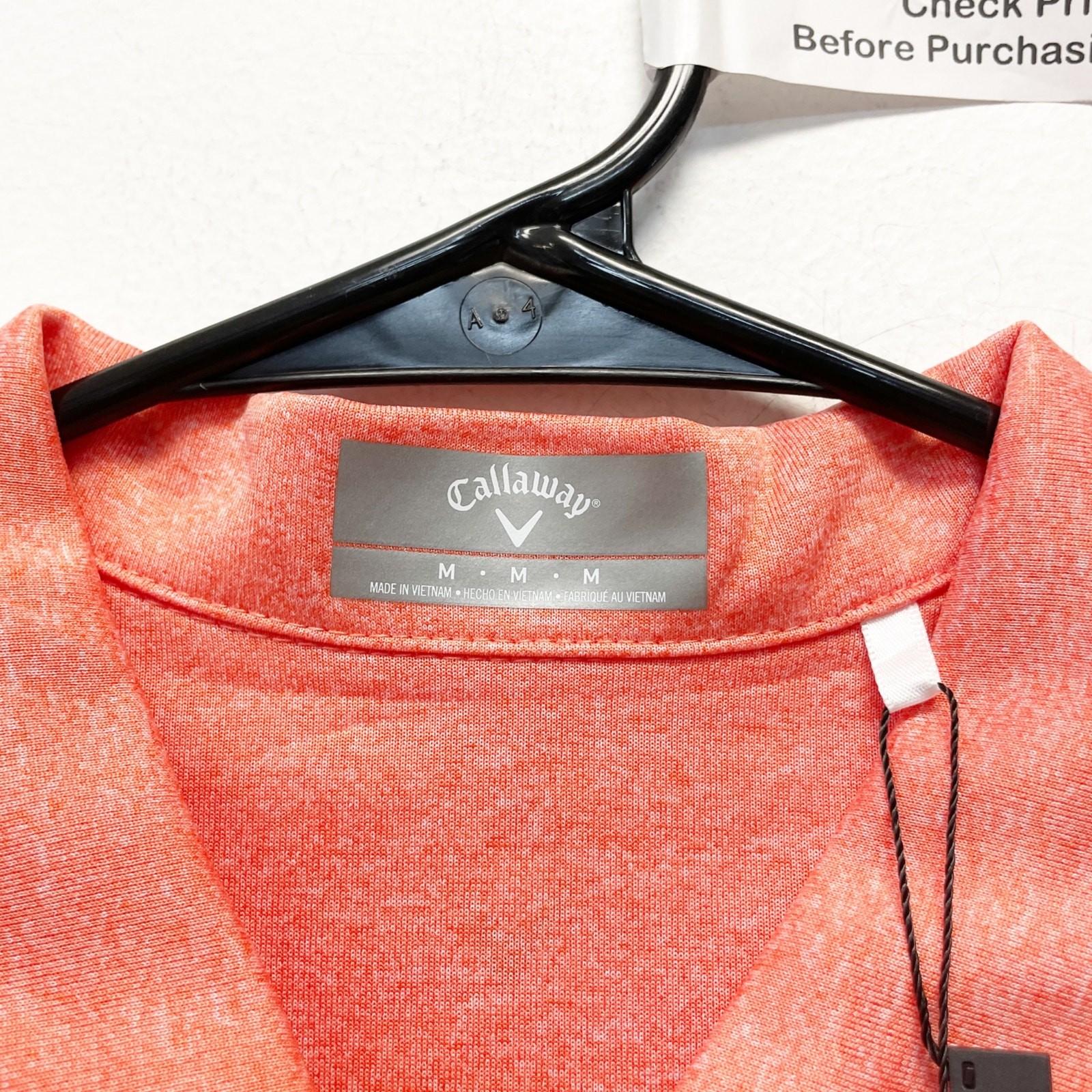 Callaway Womens Opti-Dri Quarter Zip Polo Heather Golf Shirt Coral Orange Size M