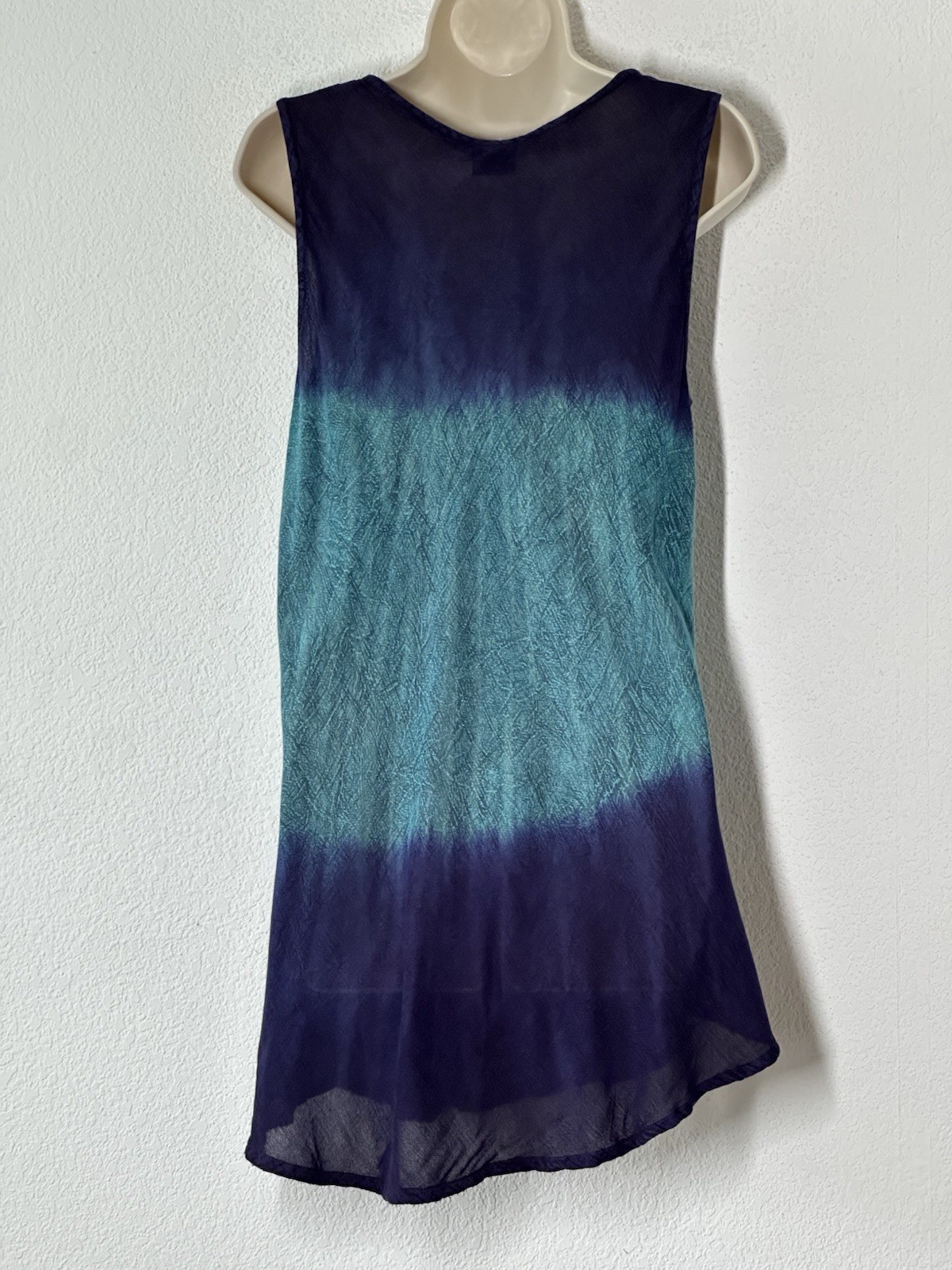 New Tunic Top Purple Aqua Pullover Sleeveless Gauze Flowy Hippie Boho Beach