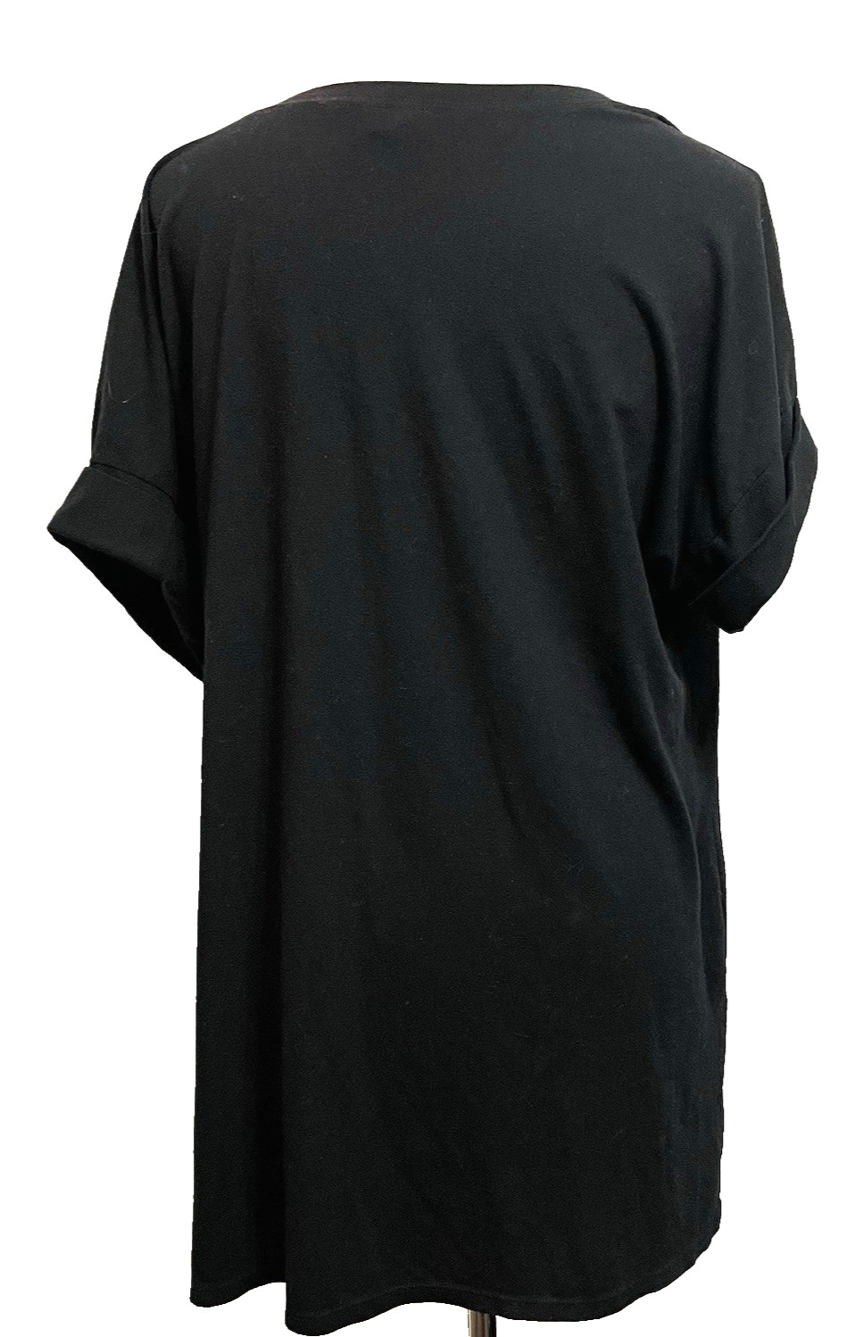 Loose Fit Versatile Comfortable Scoop Pullover Sz 1X Black Cuffed Zenana