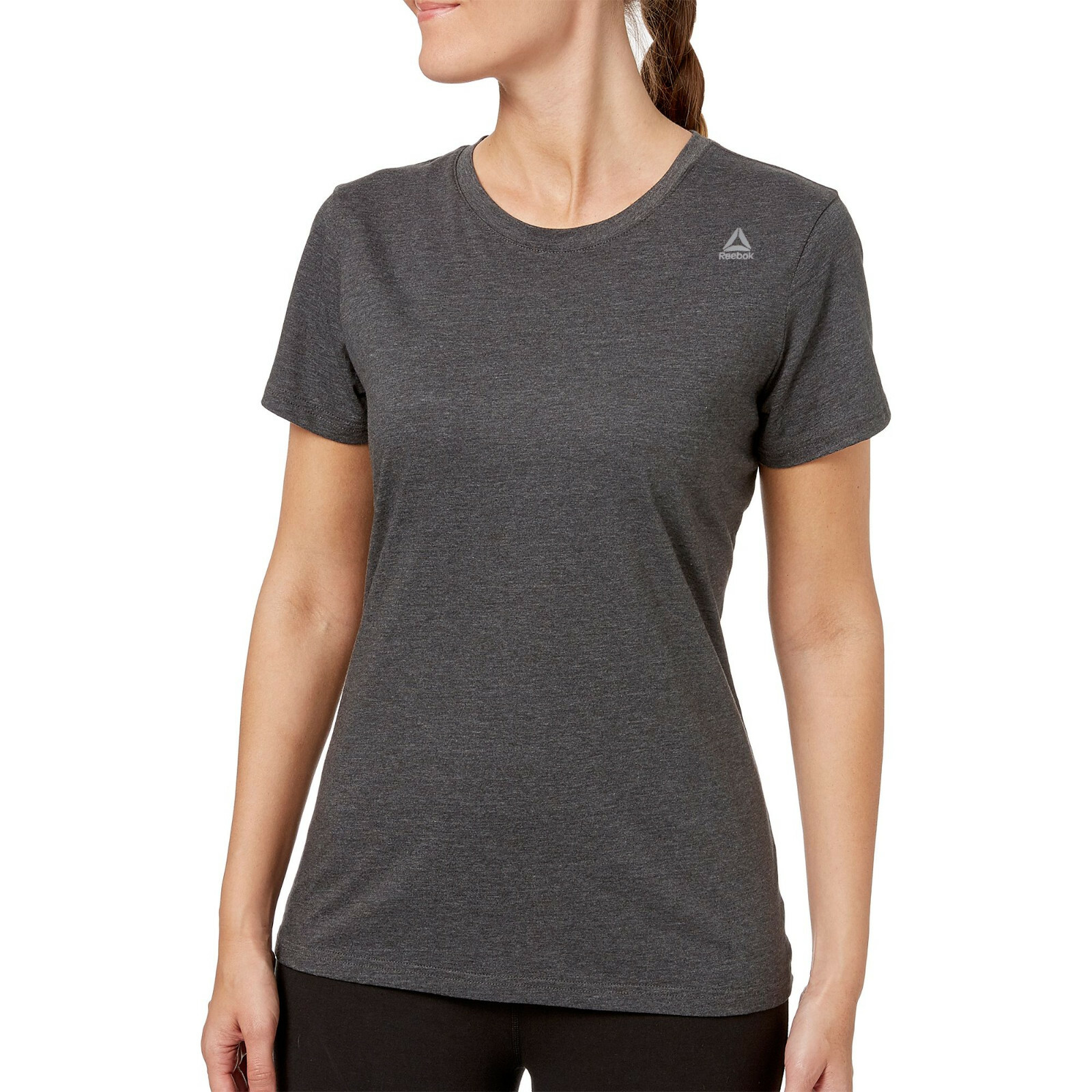 NWT Woman Reebok Jersey Crewneck Tee Dark Heather Grey SMALL Lot of 2 Workout