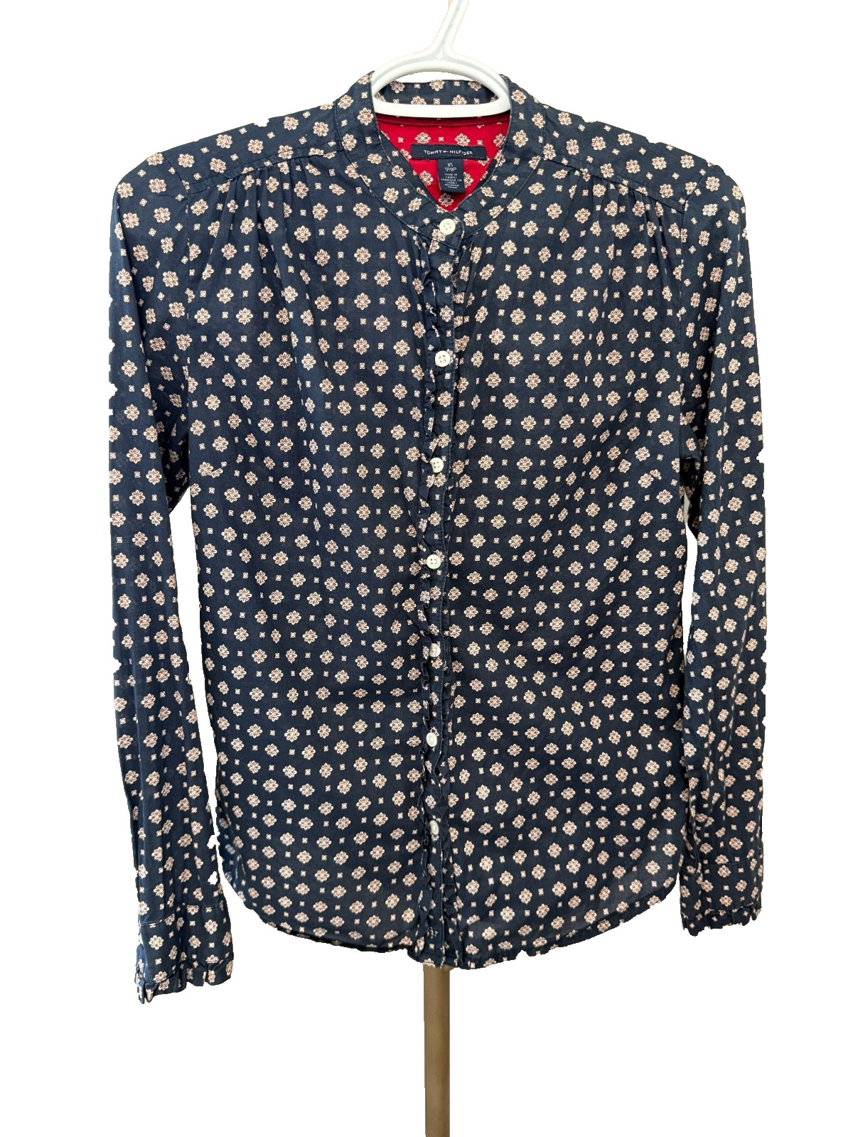 Tommy Hilfiger Button Down Shirt Womens XS Regular Fit Cotton Classic Preppy EUC