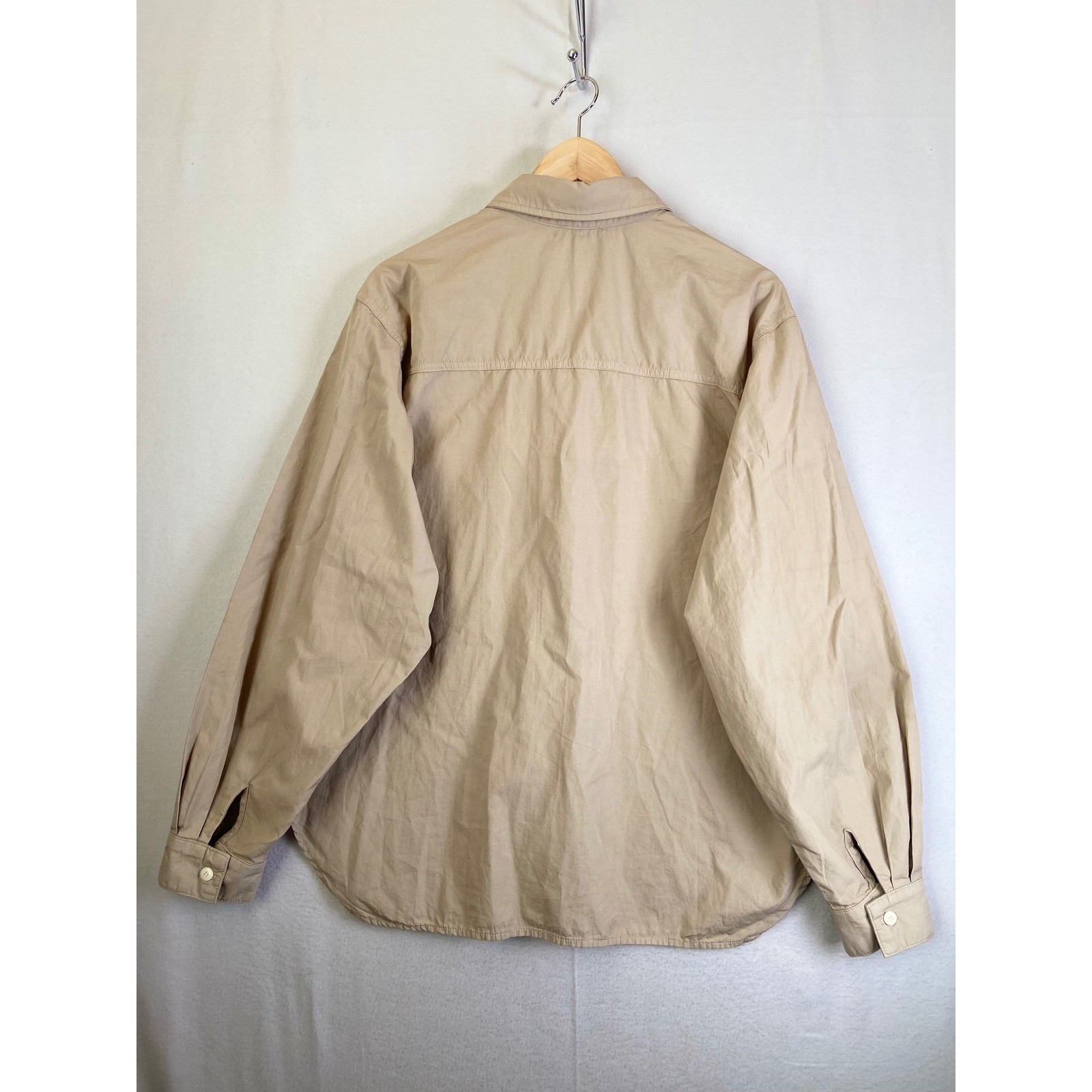 OZMA of California Field Shirt Tan Khaki Organic Cotton Button Down M/L USA