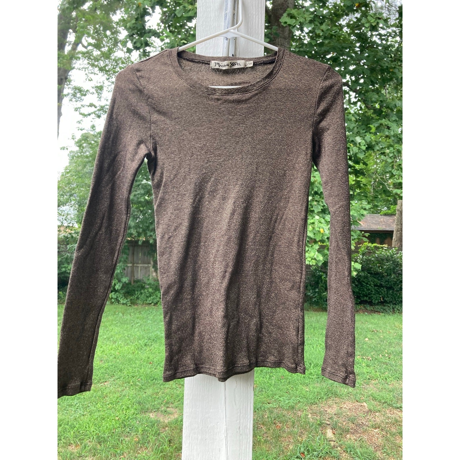 Michael Stars – 90s Grunge/Whimsigoth/Fairy Grunge Gold Metallic Crew Neck-OSFM