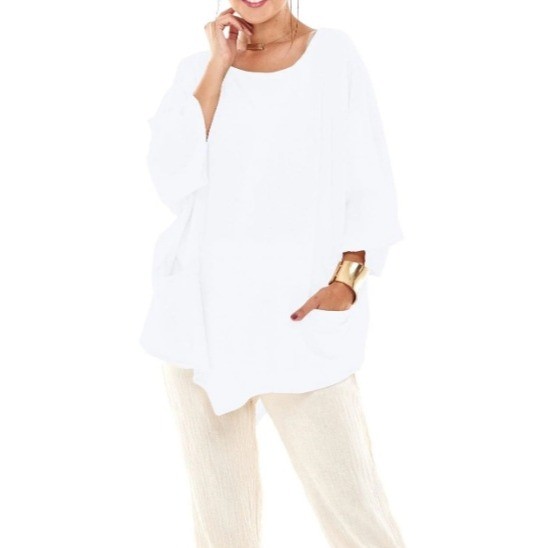 NWT Oh My Gauze Kitty Snow White Cotton Gauze Oversized Tunic Top O/S Lagenlook