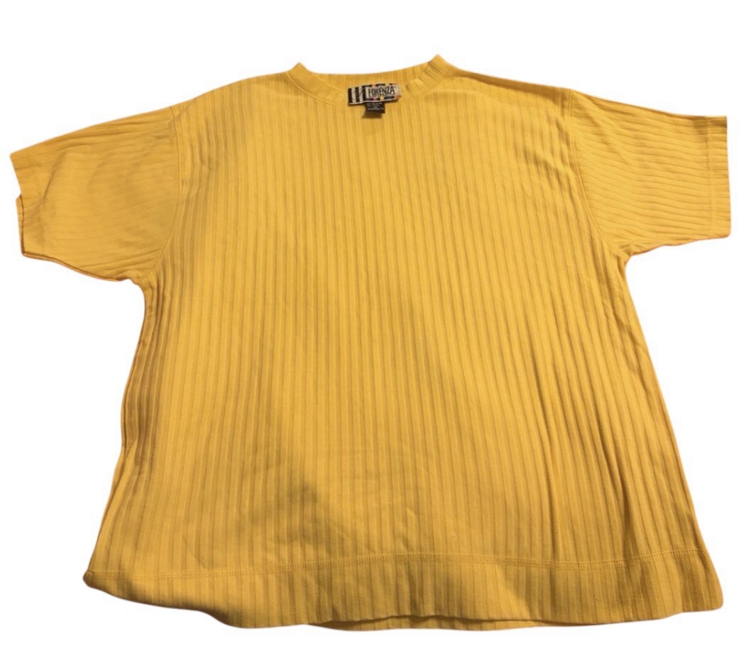 Vintage 90s Forenza Butter Yellow Ribbed Knit M Soft Girl Minimalist Retro