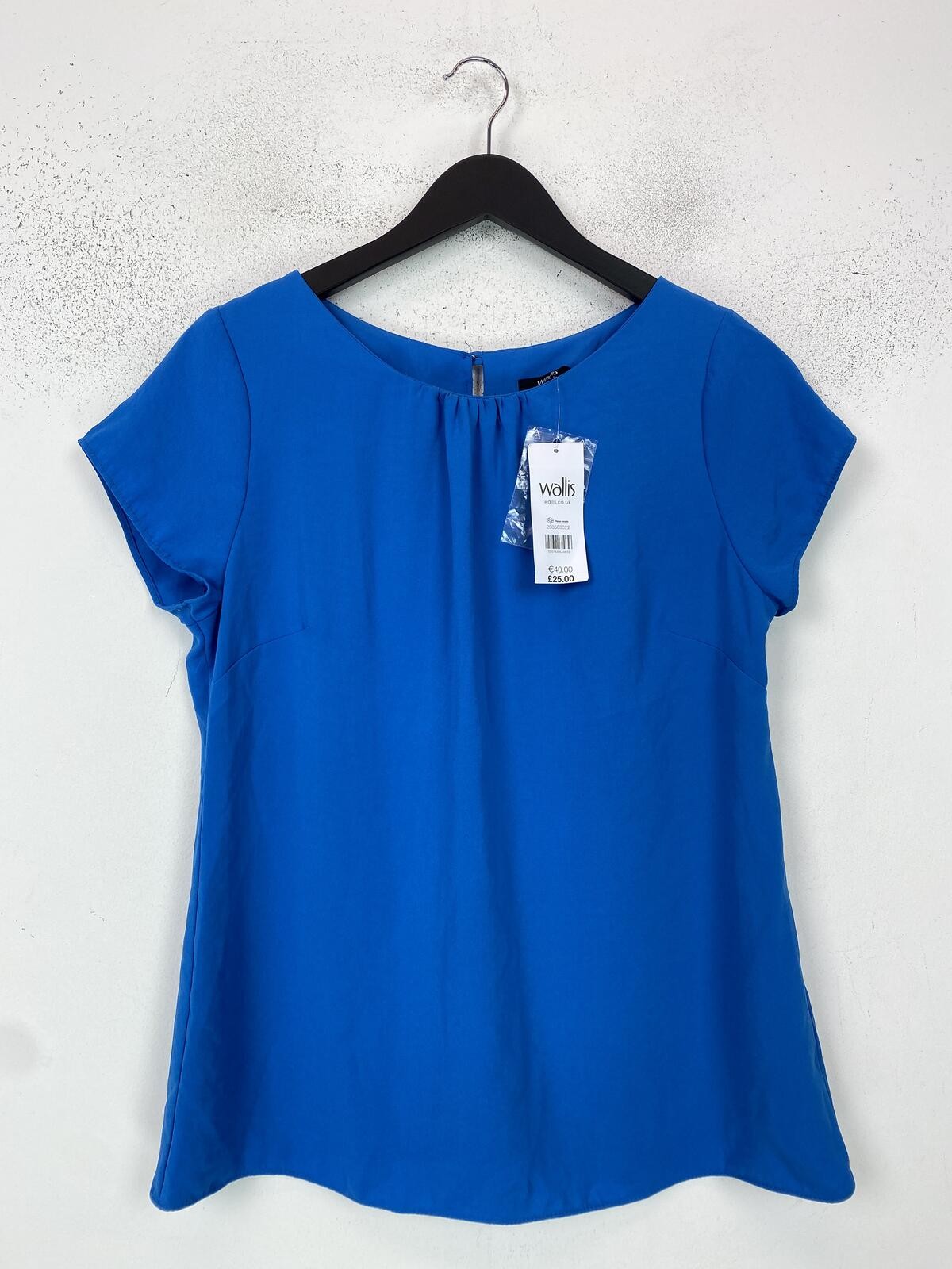 Wallis Blue Blouse Scoop Neck Short Sleeve UK 12 NEW