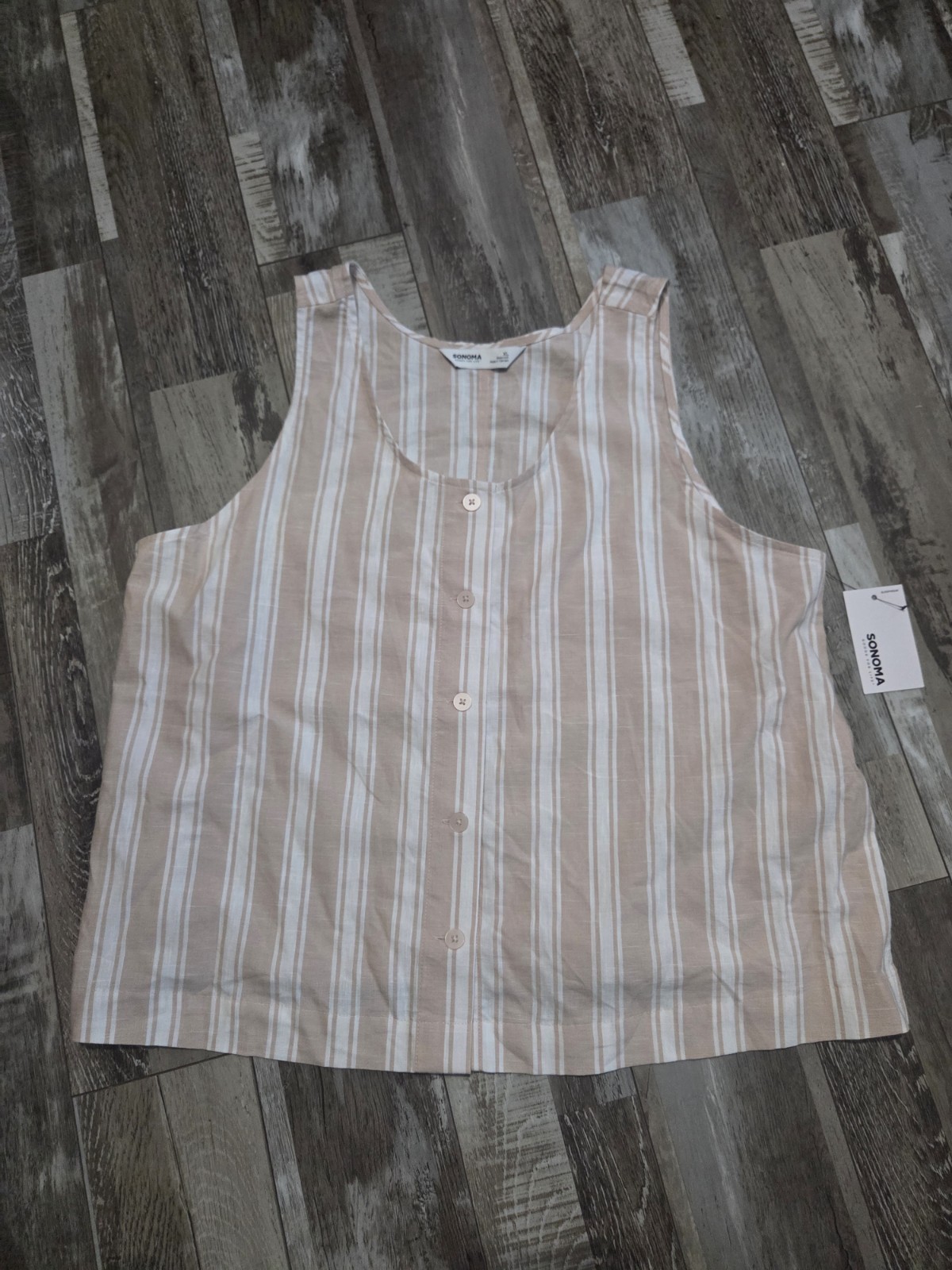 Sonoma Goods for Life Sleepwear NWT women’s Pink striped button-front tank top