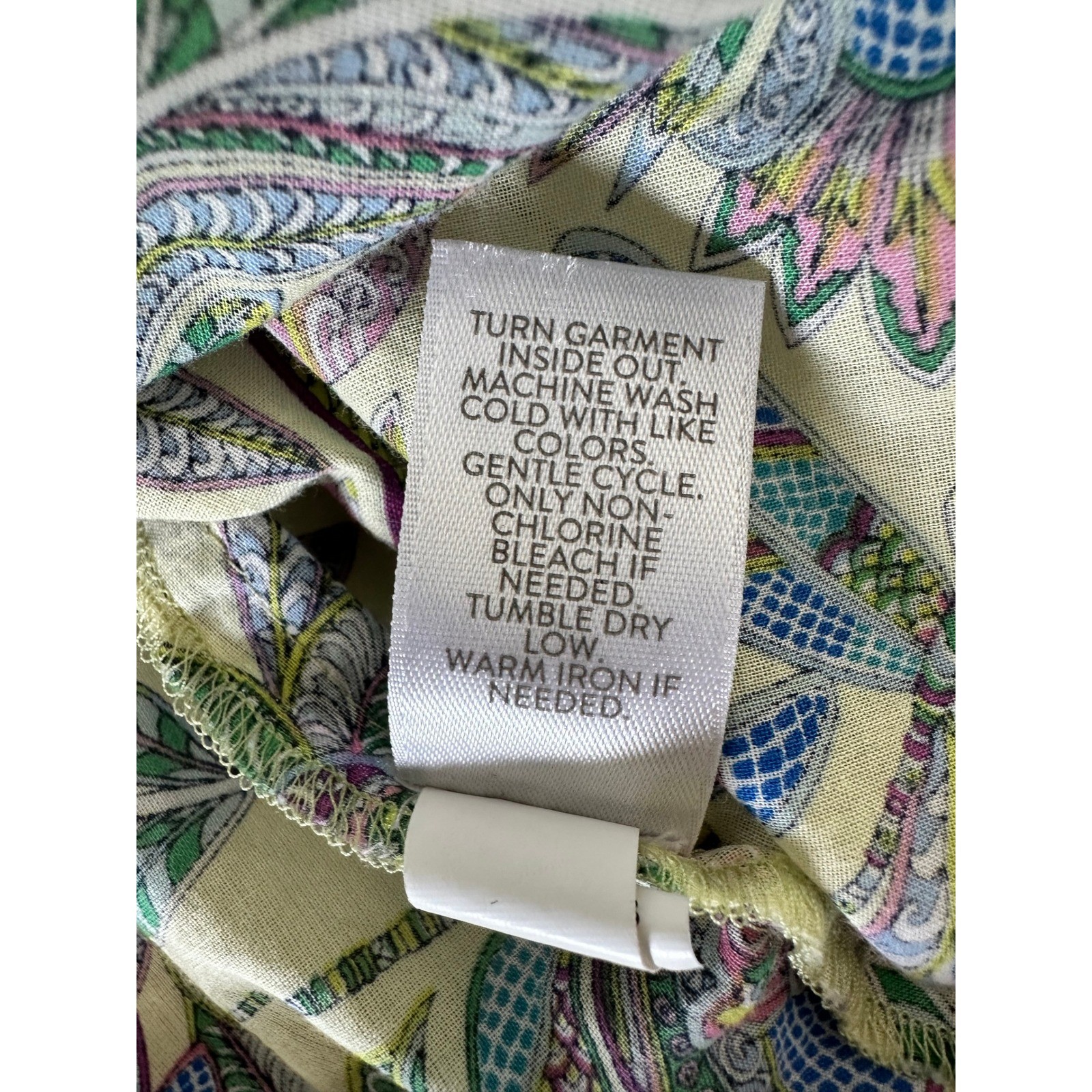J. Jill Cotton Button Down Shirt Size M Yellow Dragonfly Paisley Floral Artsy