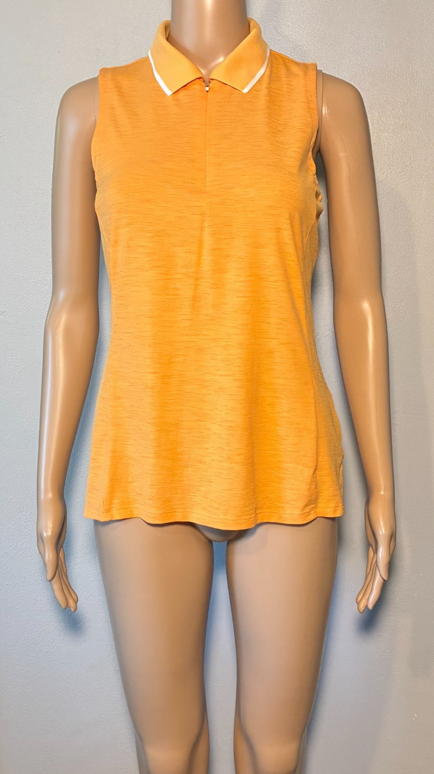CALIA Women’s Blouse Size S Yellow Sleeveless Collared Pullover 1/2 Zip Closure